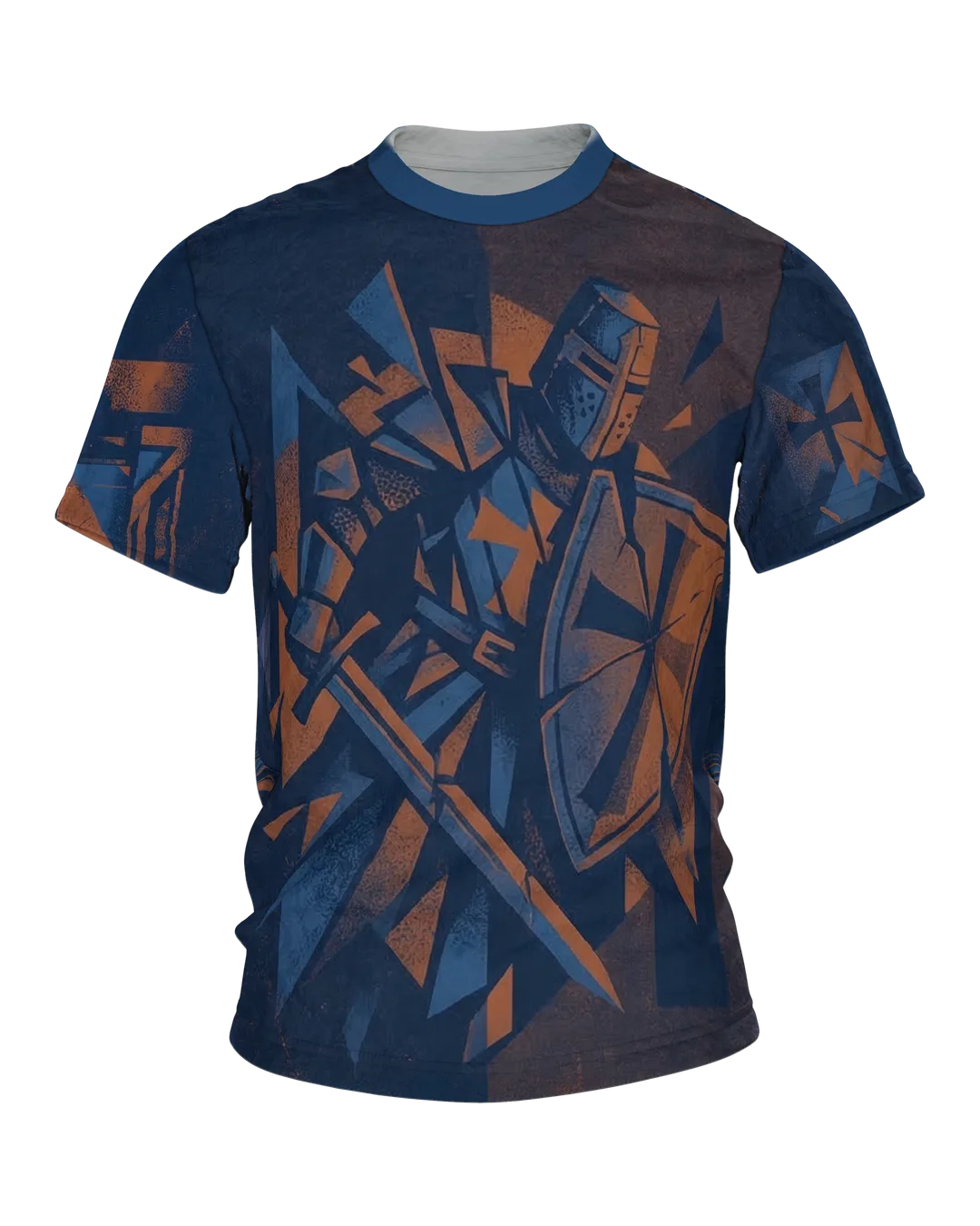 Crusader T-shirt: Knight in Shards, Cross Pattee on the Triangular Shield