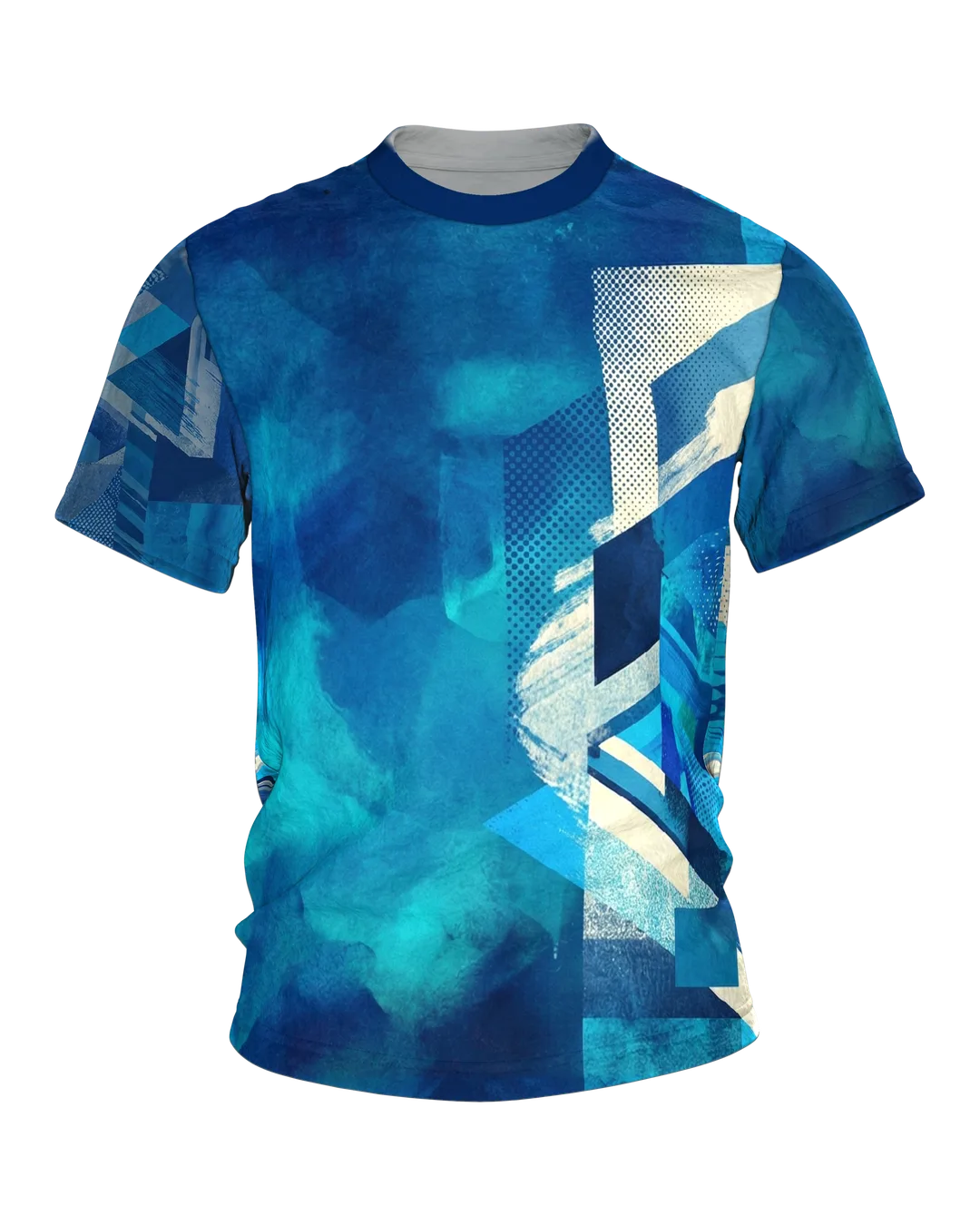 Aqua Pop-Art T-shirt: Water Blue Meets Grid Edges