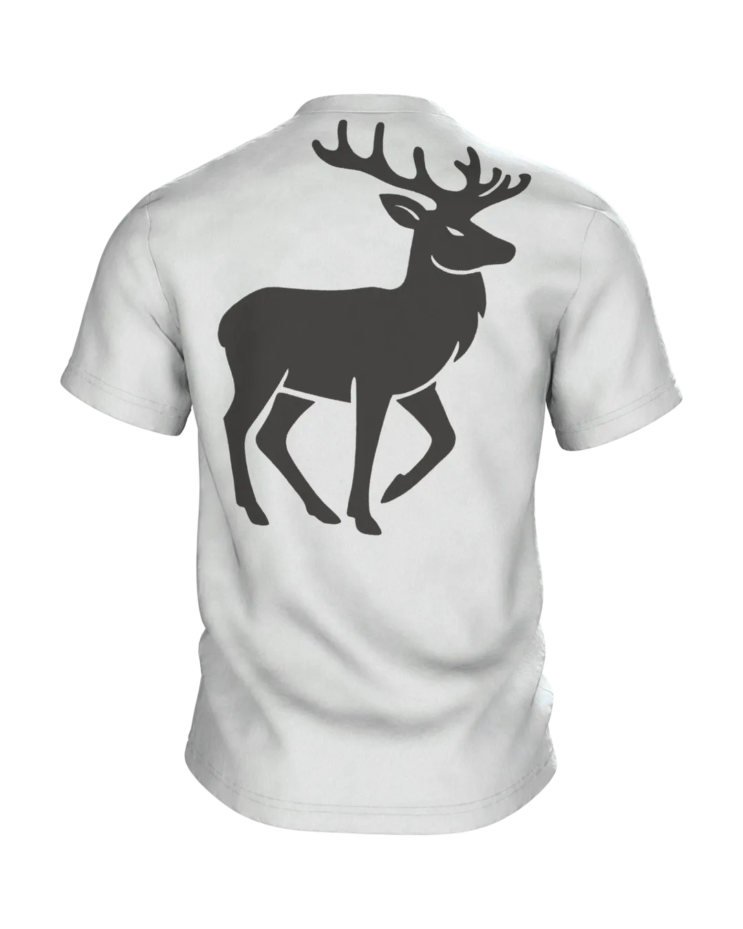 Jagd T-Shirt: Hirsch im Bergwald, Scherenschnitt, Rückseite