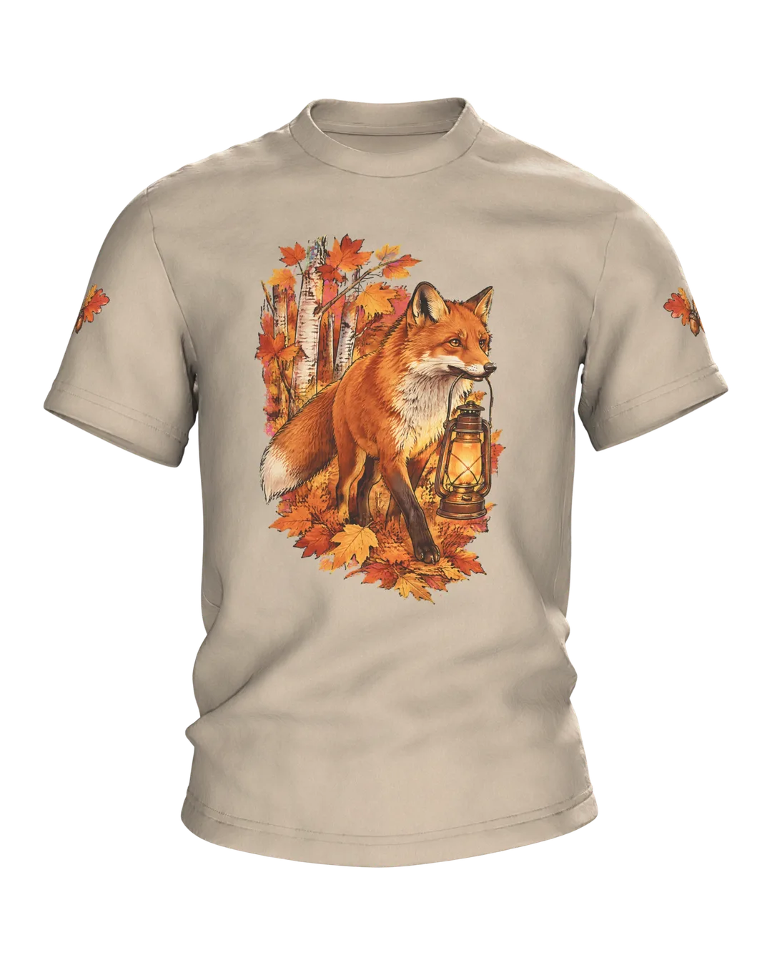 Fox Lantern T-Shirt: Lantern Bearer in the Birch Forest
