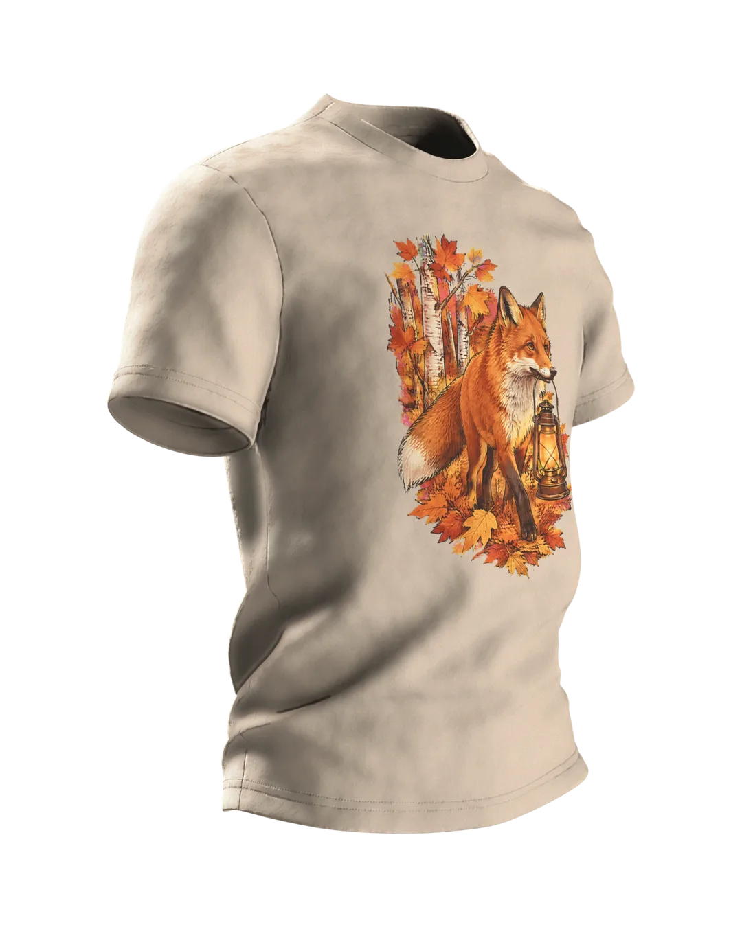 Fuchs T-Shirt mit Laterne: Laternenträger im Birkenwald, Seitenansicht links