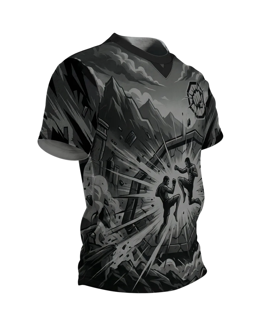 MMA Octagon Rundum-Shirt: Kampfsport Design für Herren, Seitenansicht links