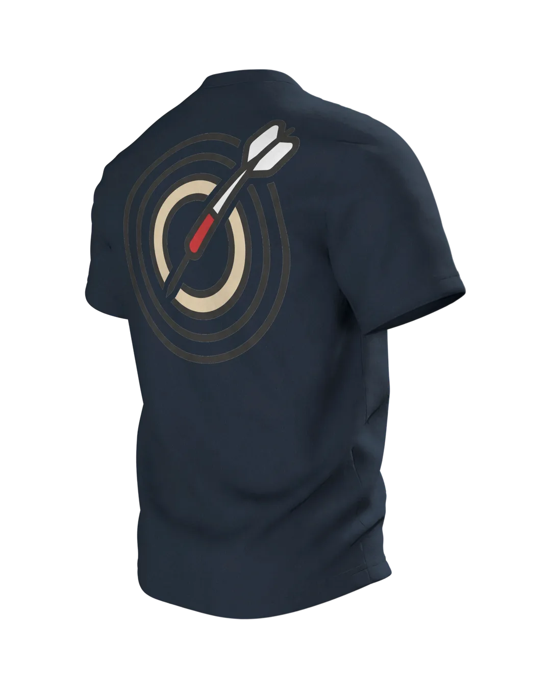 Dartpfeil Dartscheibe 180 Geometrisch Minimalistisch T-Shirt, Premium, Rückseite schräg links