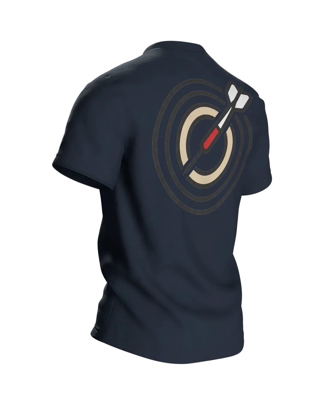 Dartpfeil Dartscheibe 180 Geometrisch Minimalistisch T-Shirt, Premium, Rückseite schräg rechts
