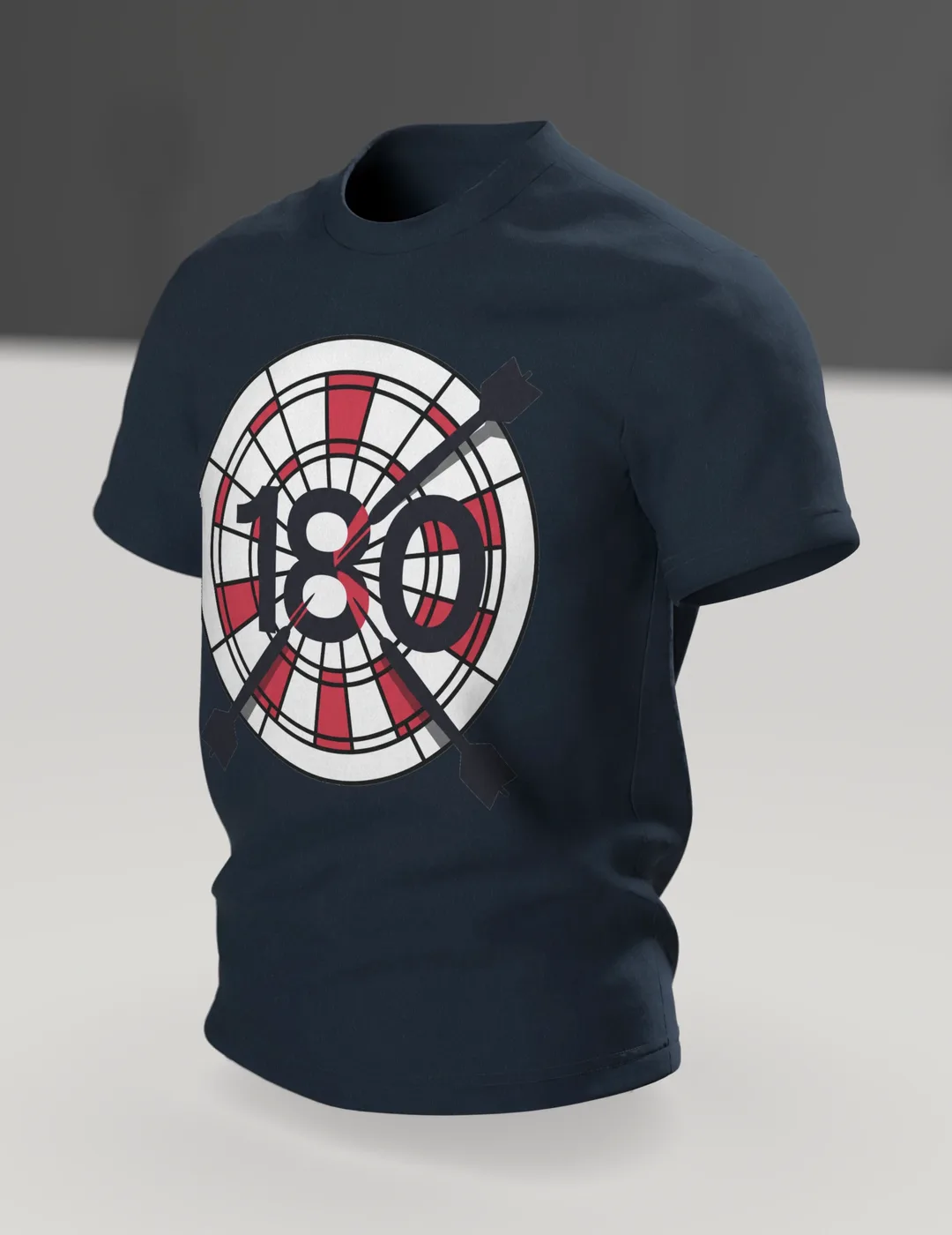 Dartpfeil Dartscheibe 180 Geometrisch Minimalistisch T-Shirt, Premium, Im Raum, schräg