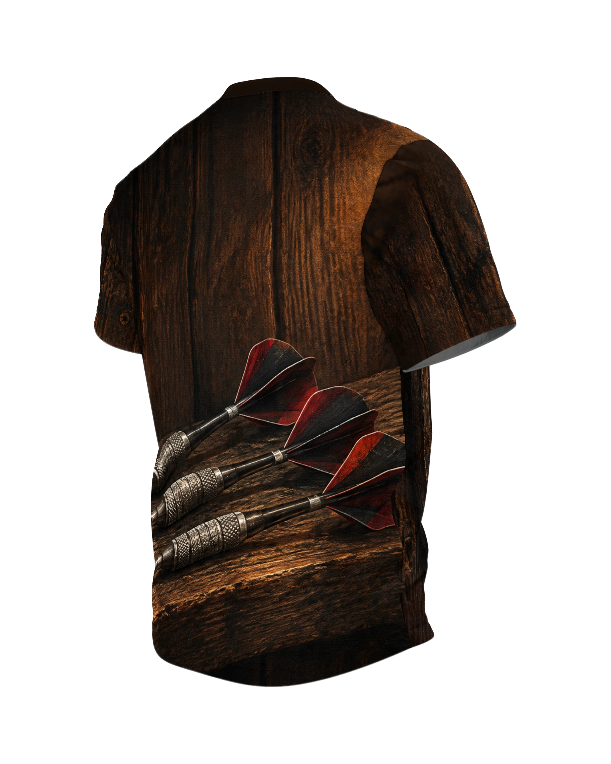 Dartboard Shirt: Bullseye on the Plank Wall, Back, angled left