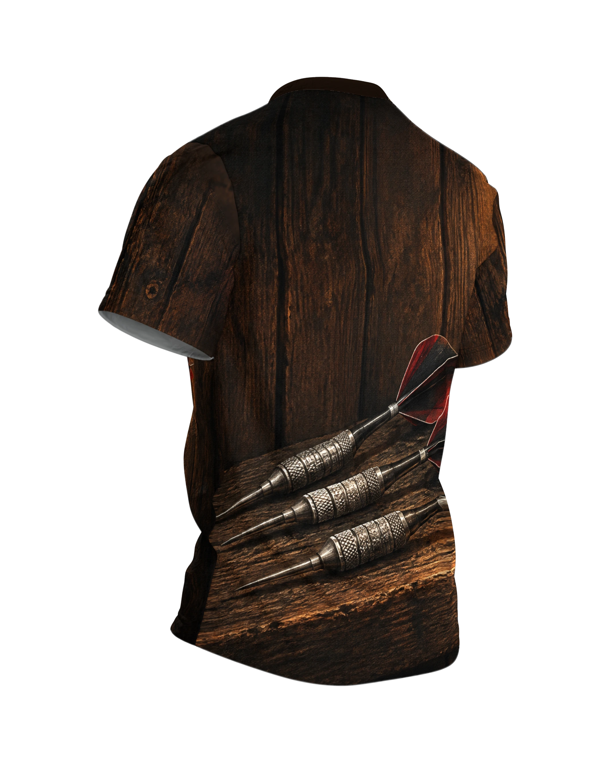 Dartboard Shirt: Bullseye on the Plank Wall, Back, angled right