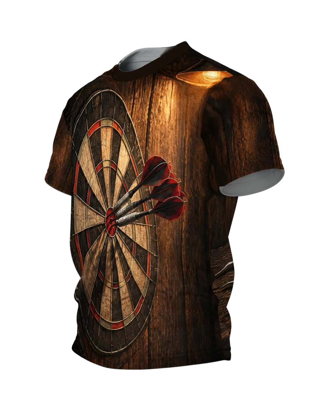 Dartboard Shirt: Bullseye on the Plank Wall, Side view, right
