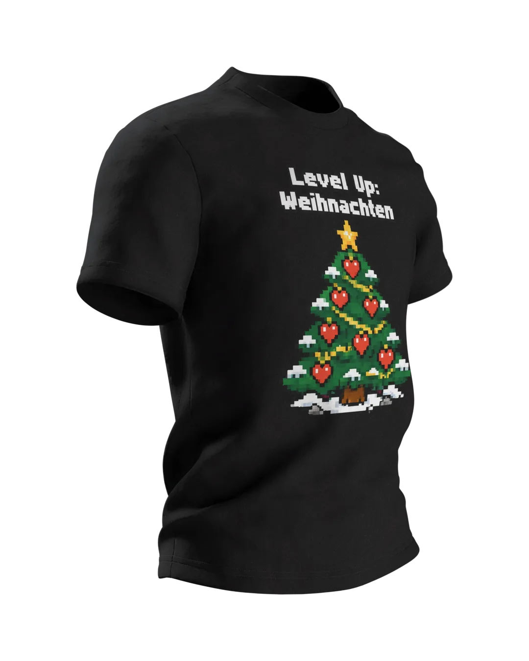 Gamer Weihnachtsshirt „Level Up: Weihnachten“ T-Shirt, Seitenansicht links