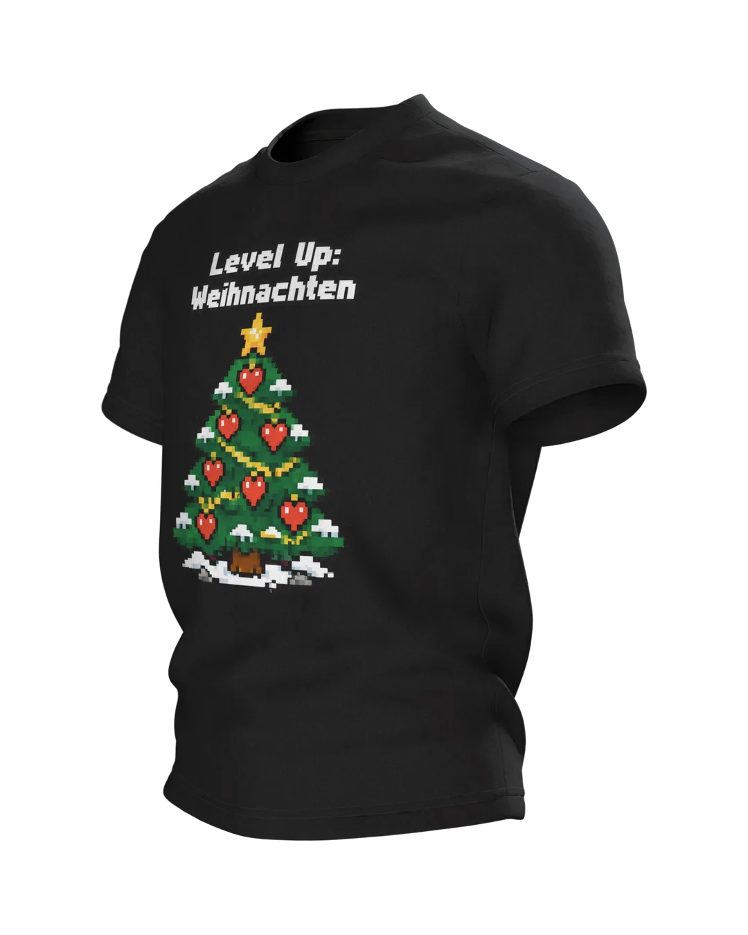 Gamer Weihnachtsshirt „Level Up: Weihnachten“ T-Shirt, Seitenansicht rechts