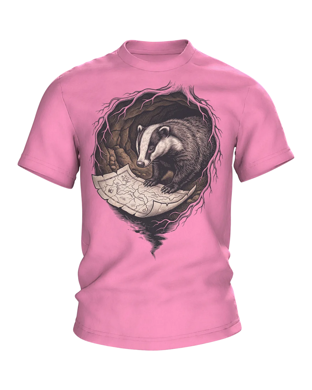 Dachs T-Shirt Holzschnitt Wildtier Naturkunde