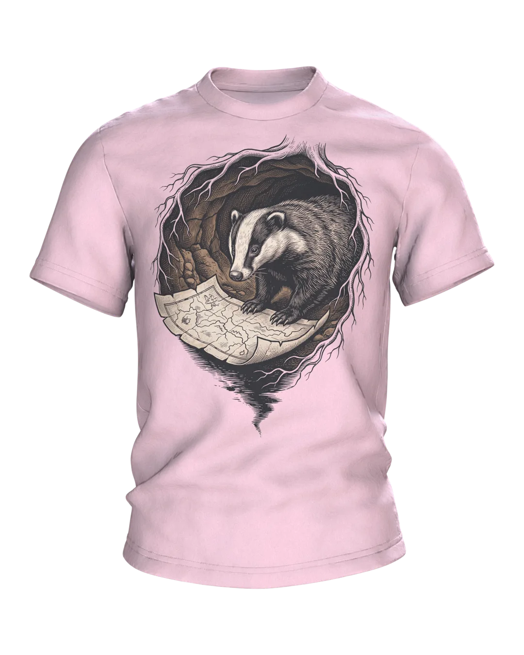 Badger T-shirt Woodcut Wildlife Natural History