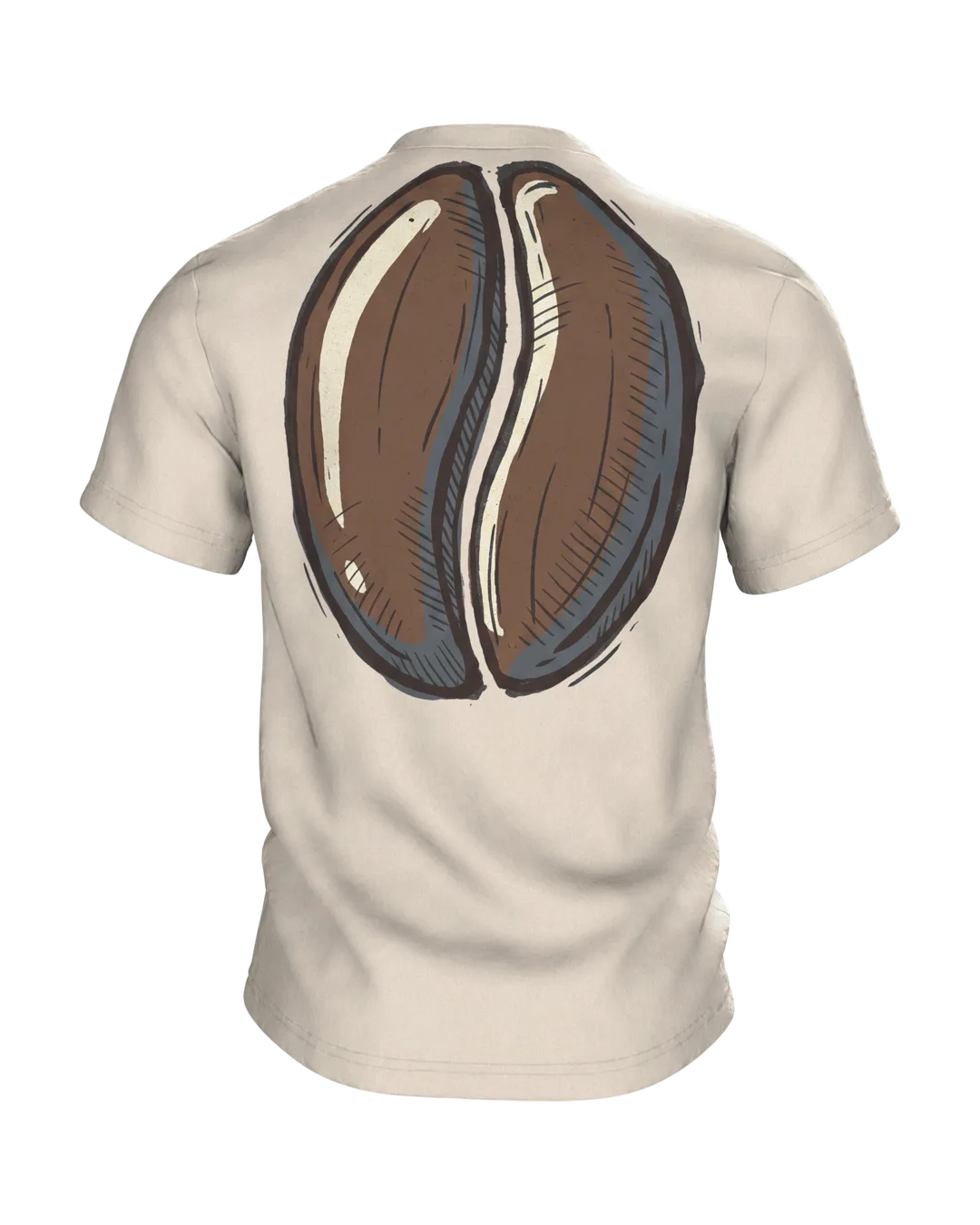 Kaffee. Dann reden wir. T-shirt: coffee cup with steam and a coffee bean on the back, Back