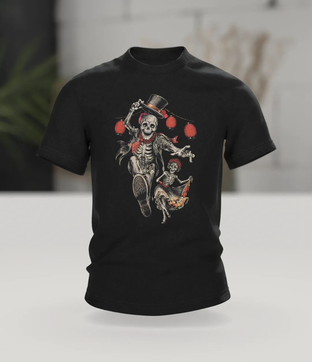 Dancing Skeleton T-shirt: Skeleton Tips His Top Hat, In context