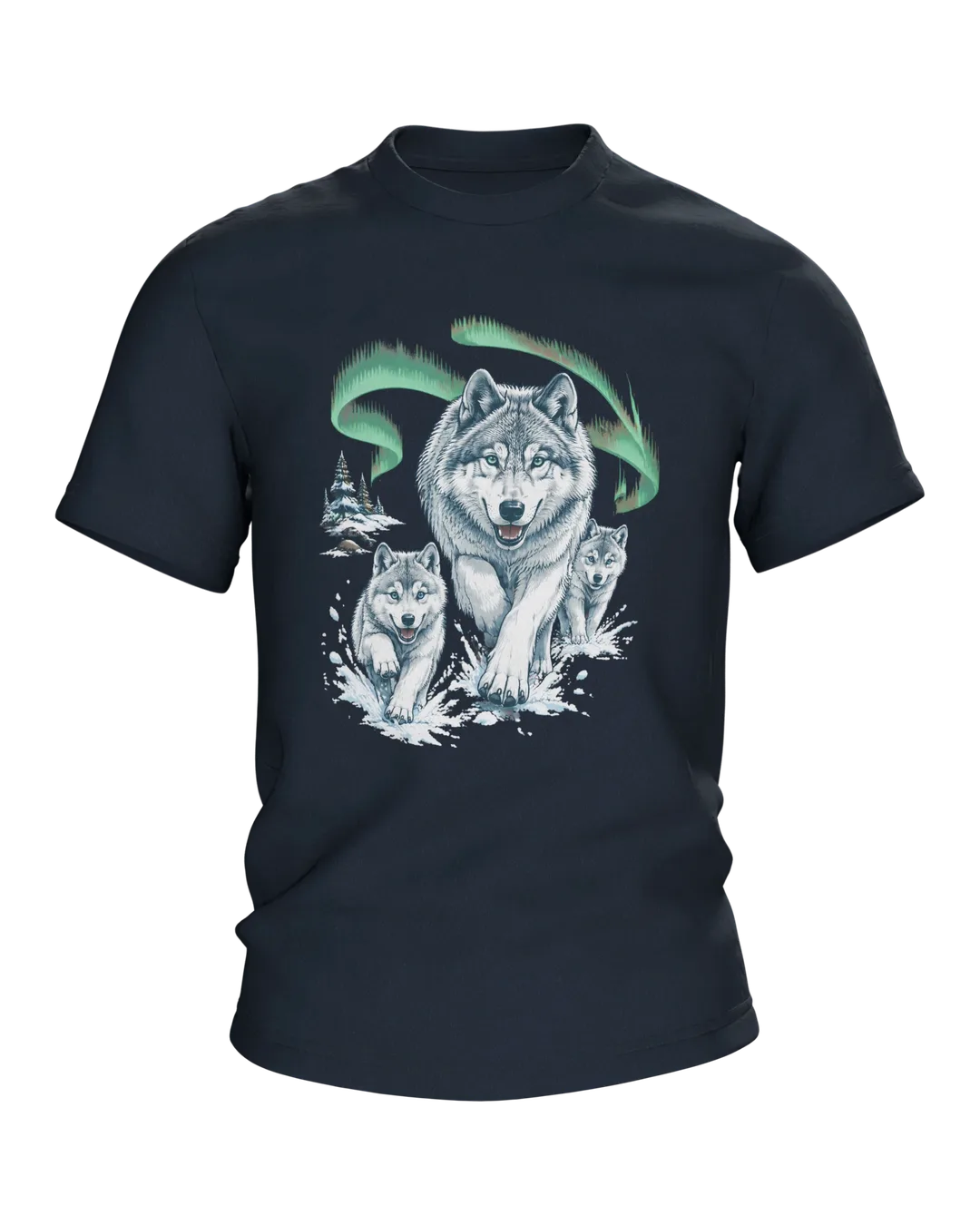 Wolf T-Shirt: Wolf Family in Powder Snow