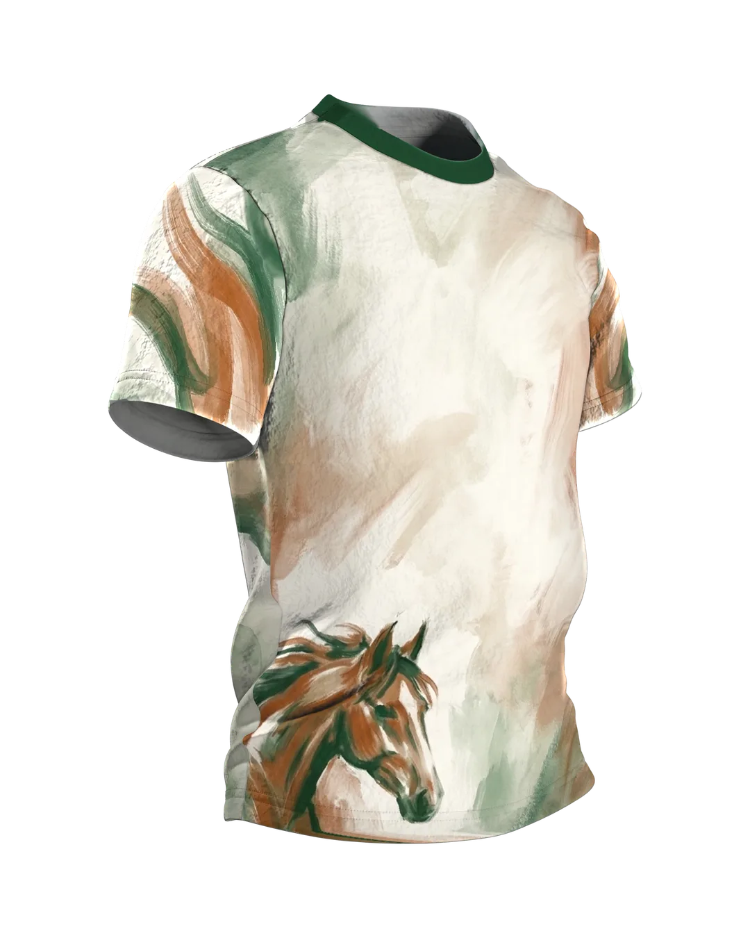 Abstraktes Pferd T-Shirt: Expressive Kunst, Seitenansicht links