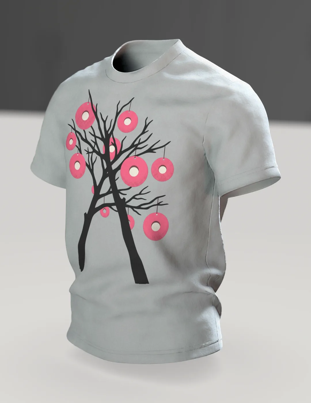 Märchenbaum Fleischwurst Motiv-Shirt: Surrealer Traum, Im Raum, schräg