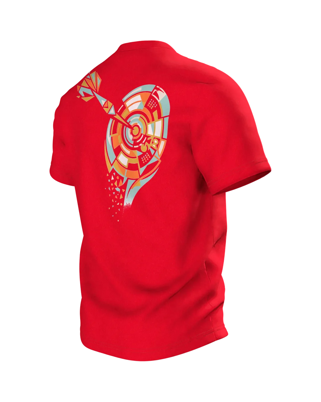 Darts Shirt 180: Scheibe in Scherben, geometrisch, Rückseite schräg links