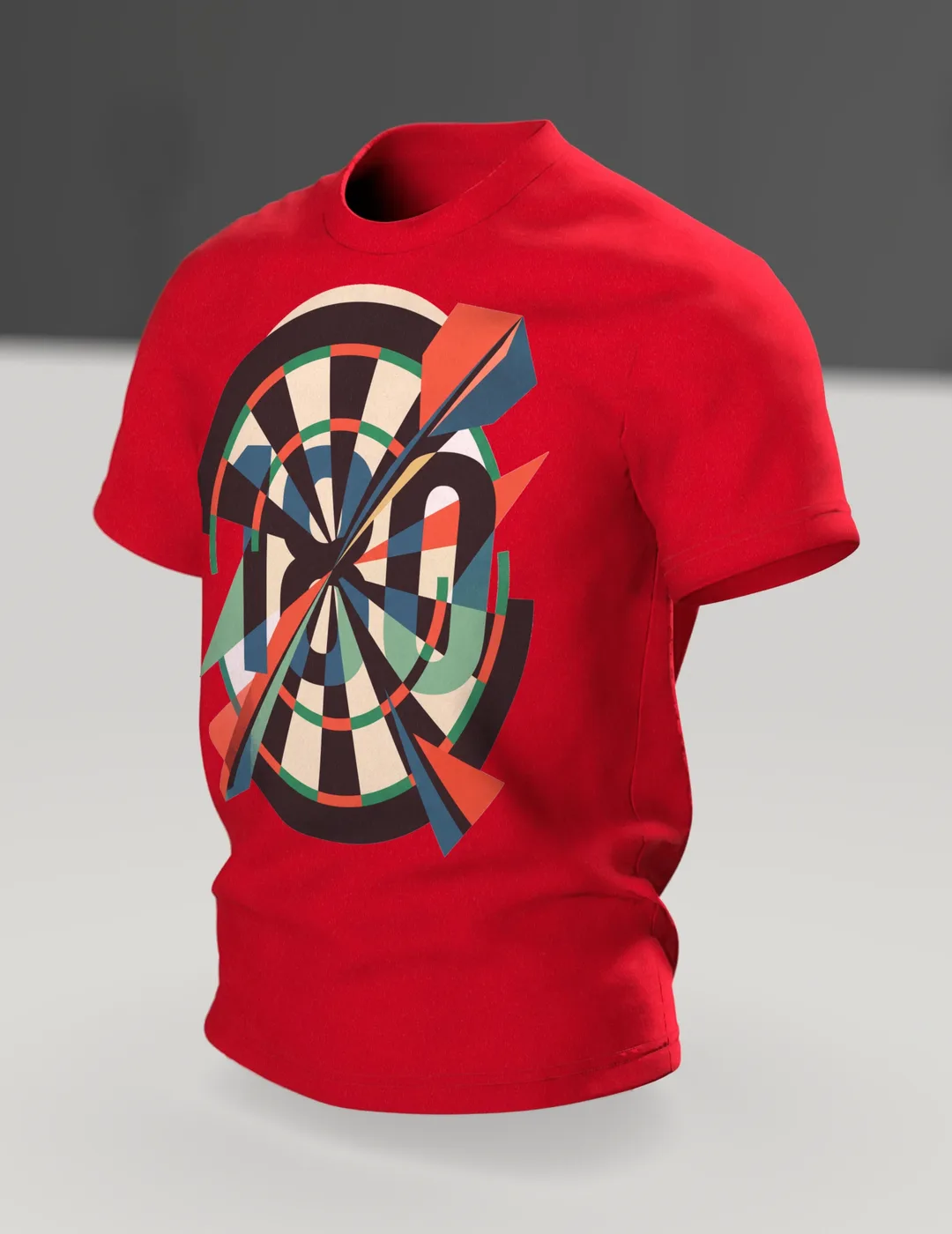 Darts Shirt 180: Board in Shards, In context, angled