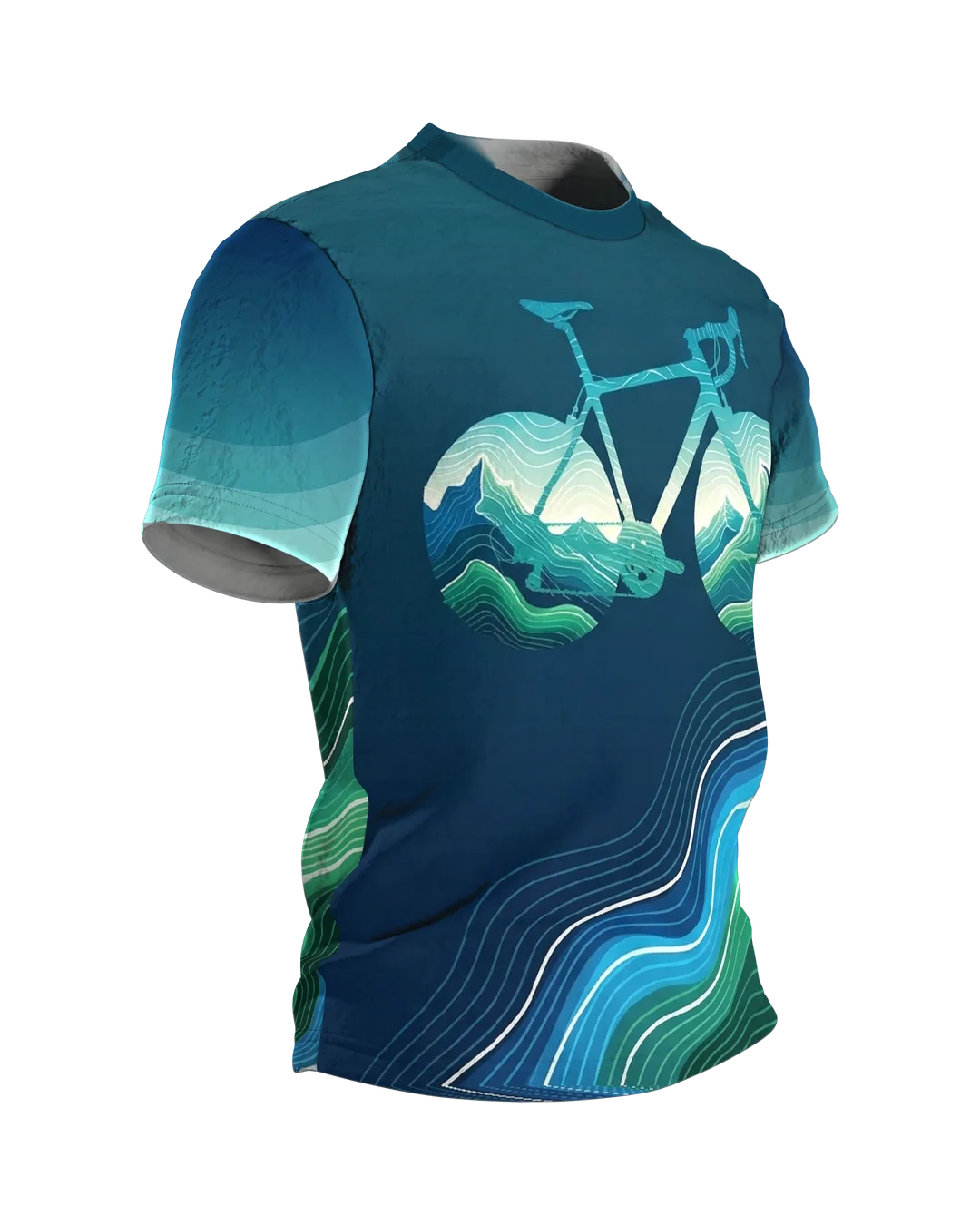Rennrad Motiv Rundum-Shirt: Dynamisches Cycling Design, Seitenansicht links
