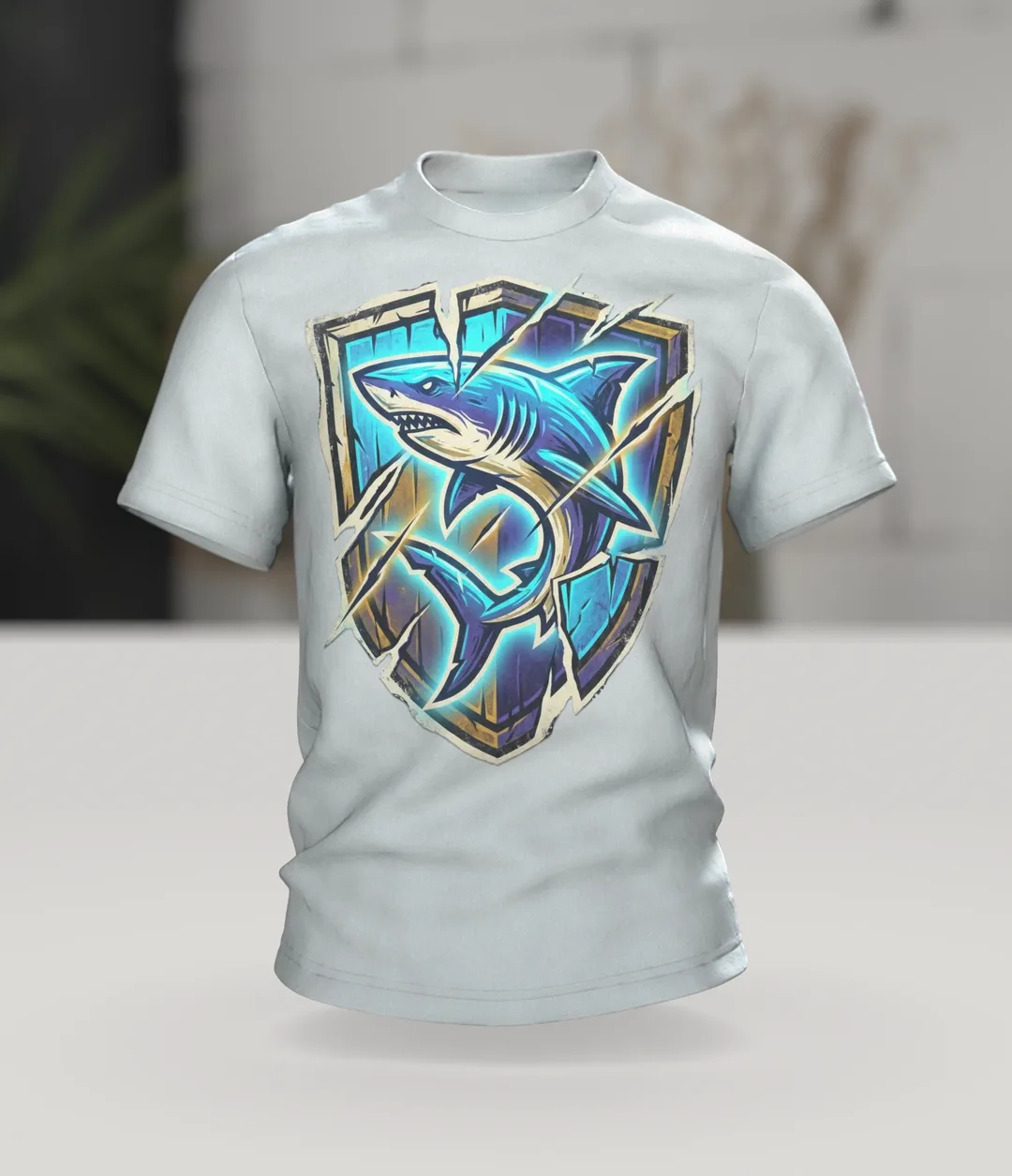 Hai Motiv-Shirt: Majestät des Ozeans, Im Raum