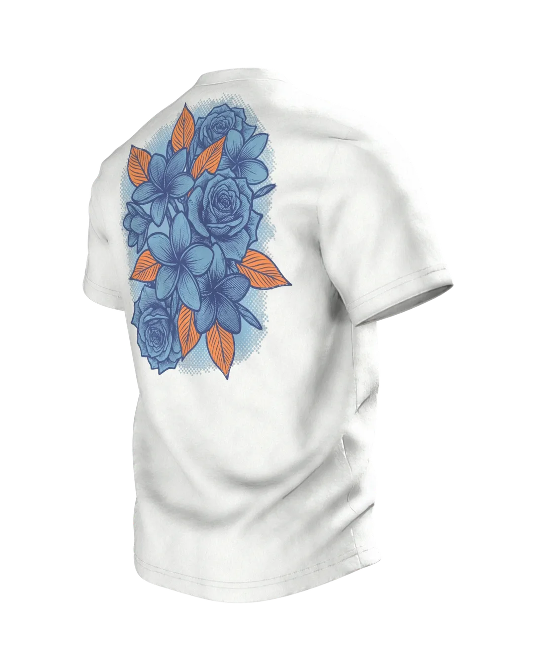 Hawaii Blumen Rosen Motiv-Shirt: Exotisches Design für dich, Rückseite schräg links