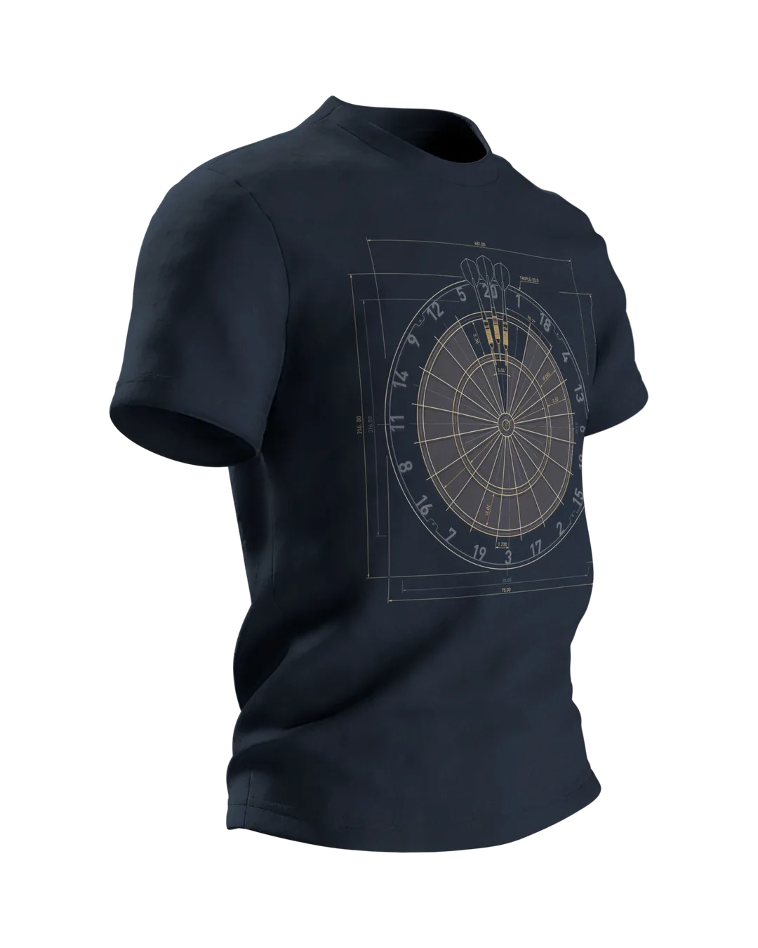 Darts T-Shirt: Blueprint of a 180, Side view, left