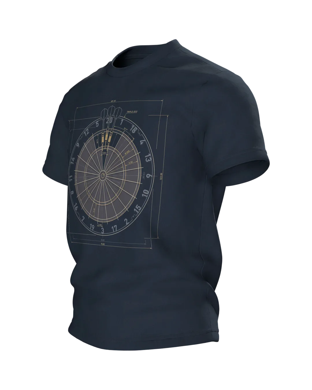 Darts T-Shirt: Blueprint of a 180, Side view, right