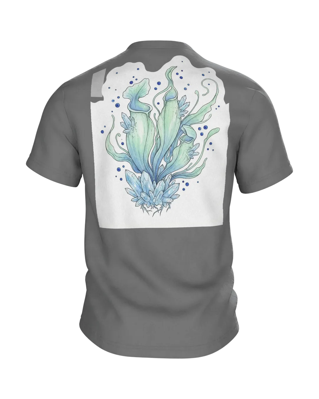 Fleischfressende Pflanze mit Kristallen Motiv-Shirt: Mysteriöses, Rückseite