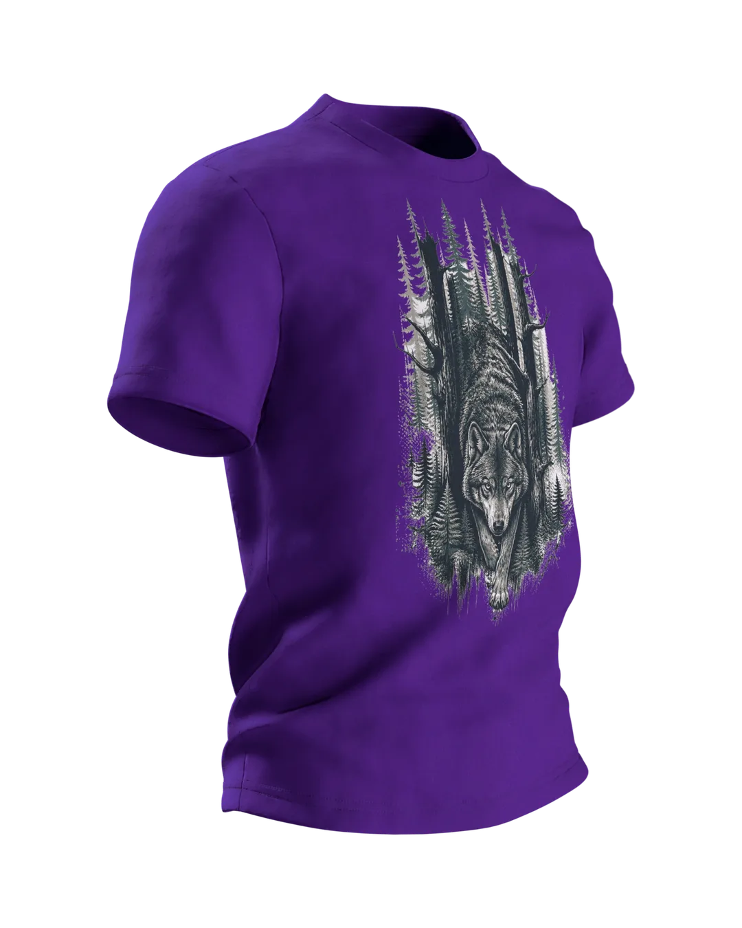 Forest Wolf T-Shirt: Wolf from the Misty Forest, Side view, left