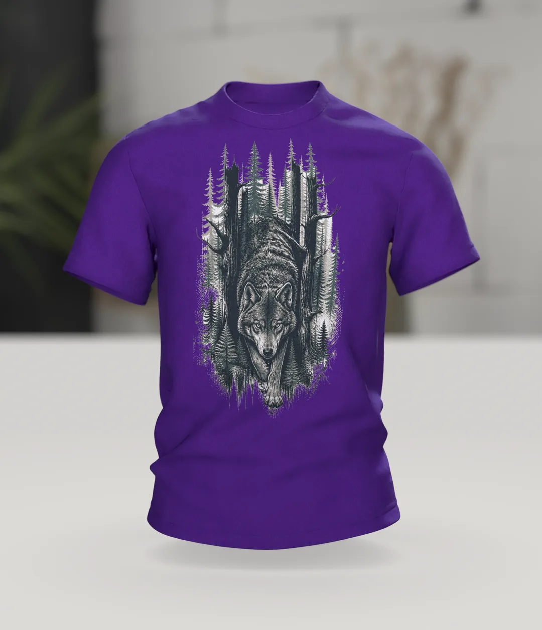 Forest Wolf T-Shirt: Wolf from the Misty Forest, In context