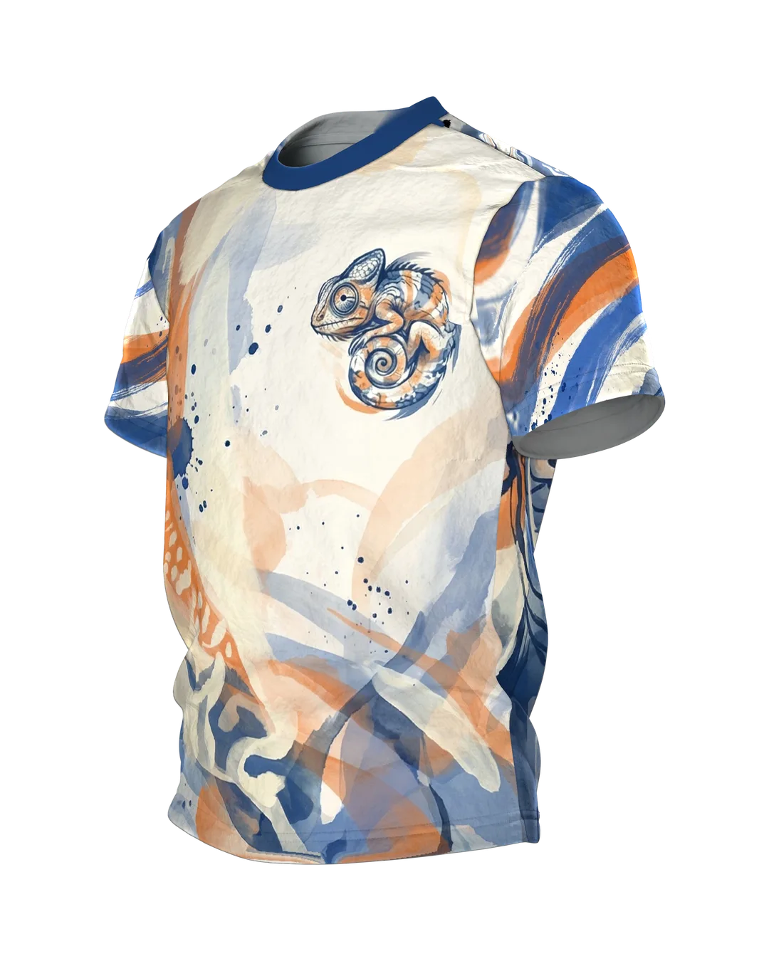 Chamäleon Aquarell T-Shirt: Abstract Art, Seitenansicht rechts