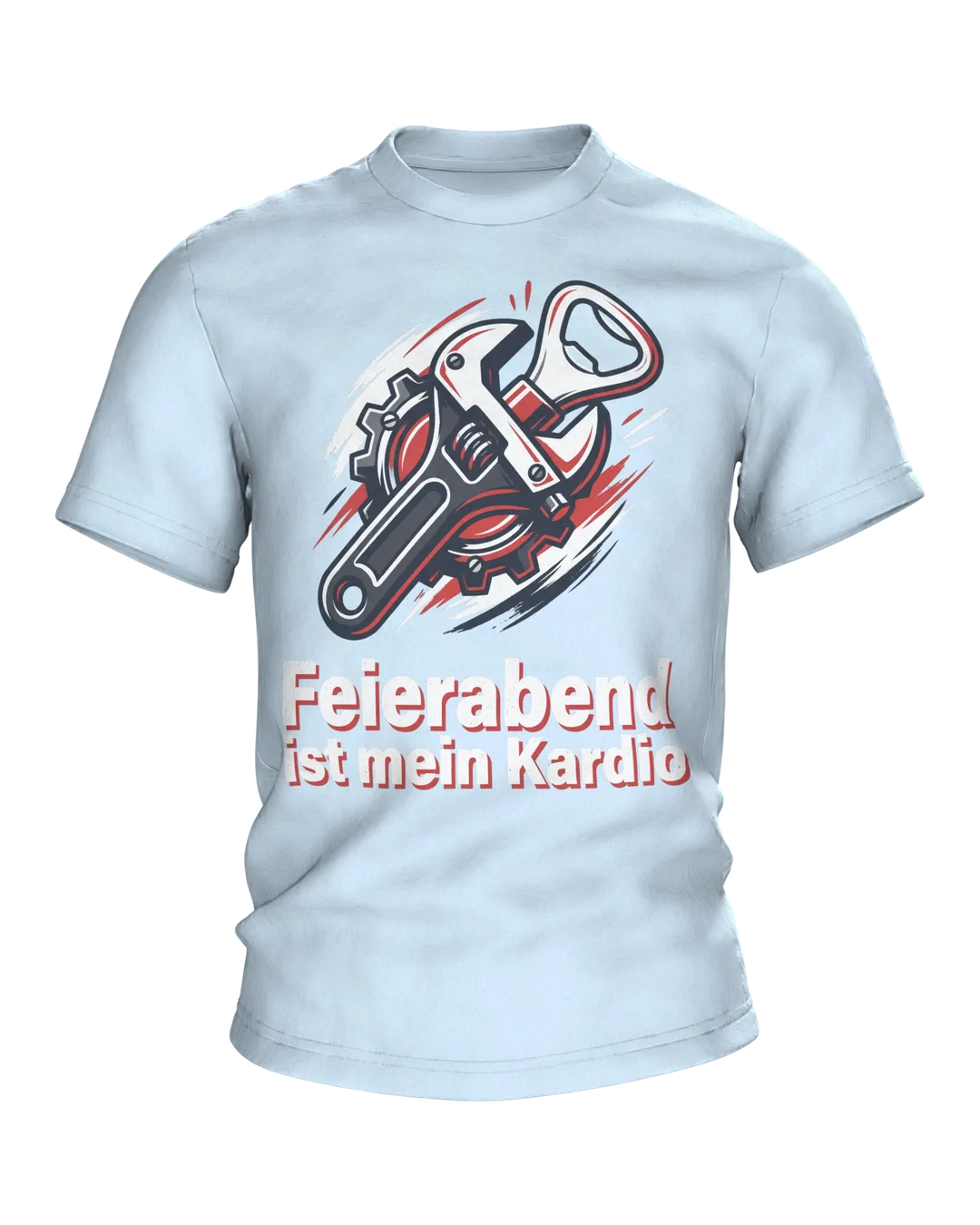After Work T-shirt "Feierabend ist mein Kardio", Workshop Crest of Wrench and Bottle Opener
