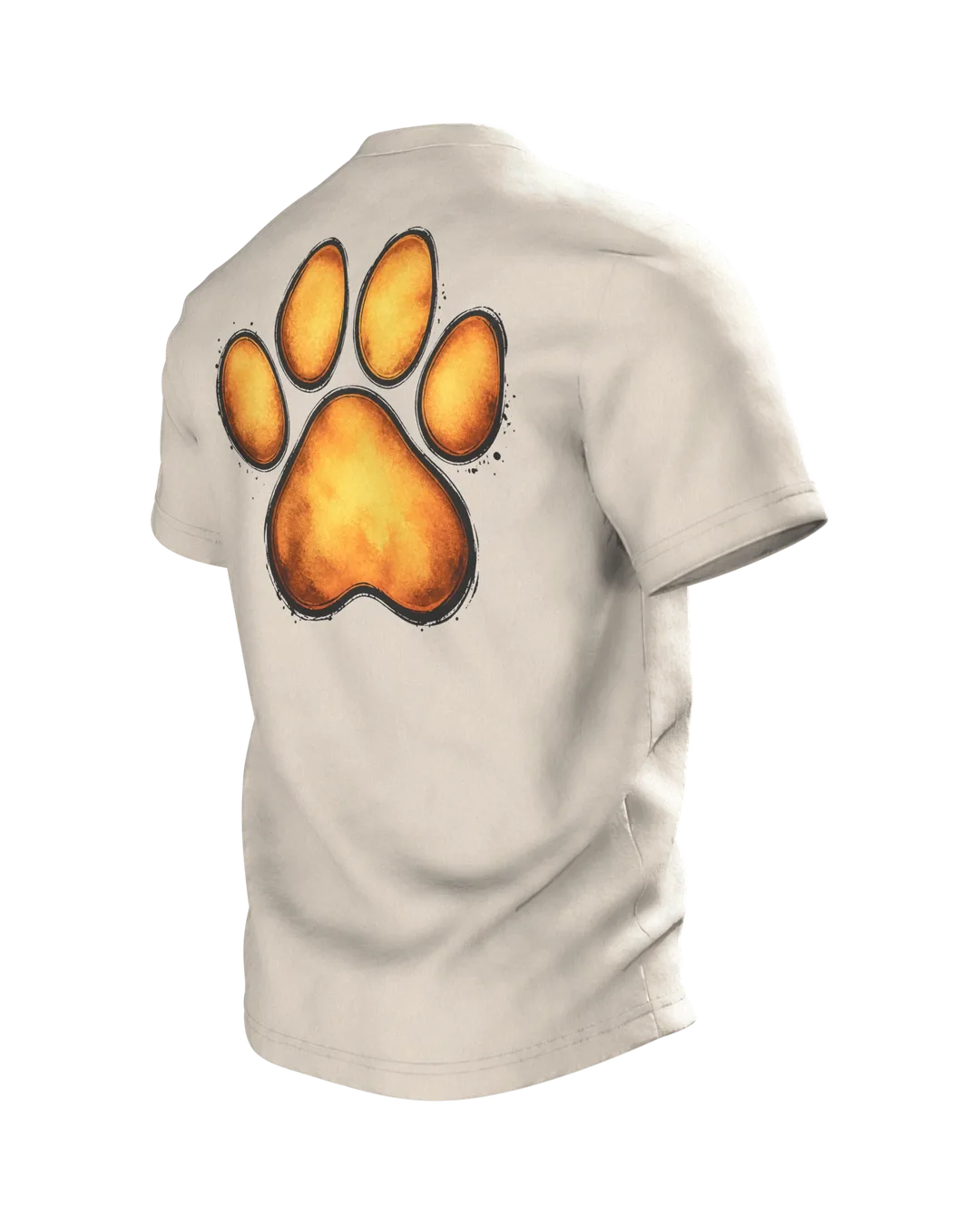 Labrador T-Shirt, goldenes Aquarell-Porträt mit Pfoten-Rücken, Rückseite schräg links