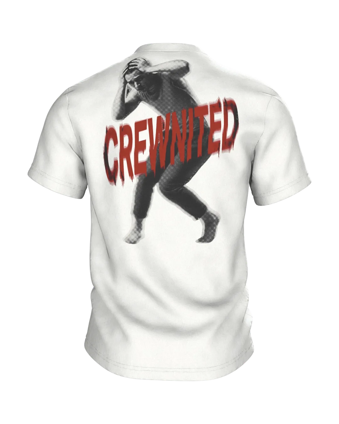 Crewnited Tanz T-Shirt, Halftone-Tänzer mit WN-Emblem und rotem Schriftzug, Rückseite