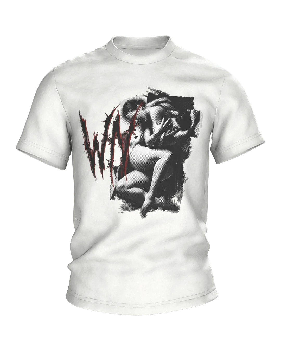 Crewnited Dance T-shirt, Halftone Dancer with WN Emblem and Red Lettering