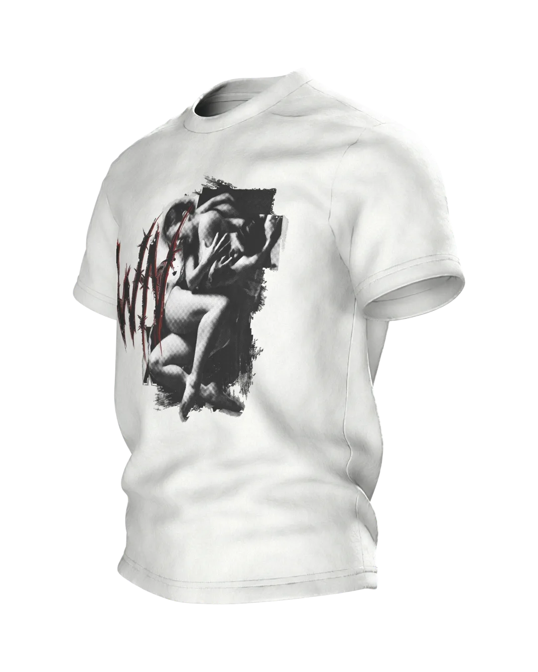 Crewnited Tanz T-Shirt, Halftone-Tänzer mit WN-Emblem und rotem Schriftzug, Seitenansicht rechts