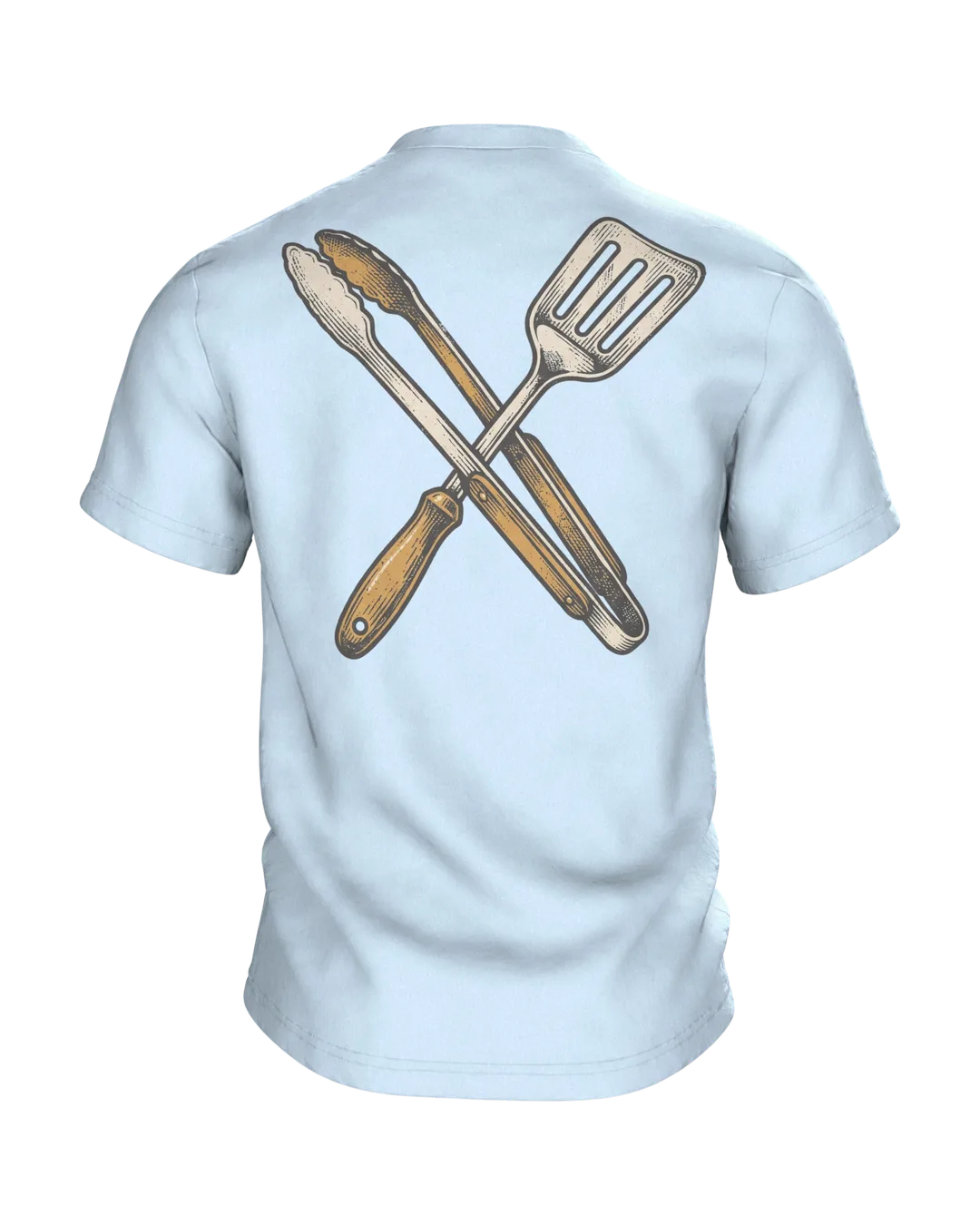 Kugelgrill T-Shirt "Grillmeister, Fleisch ist mein Gemüse", Vintage BBQ Emblem, Rückseite