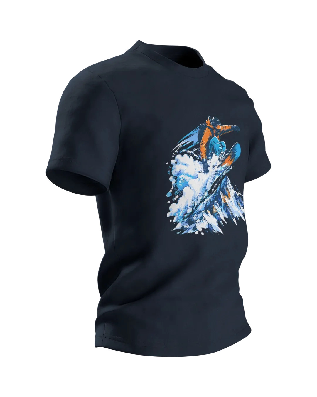 Snowboarder Shirt: Sprung über den Gipfel, Seitenansicht links