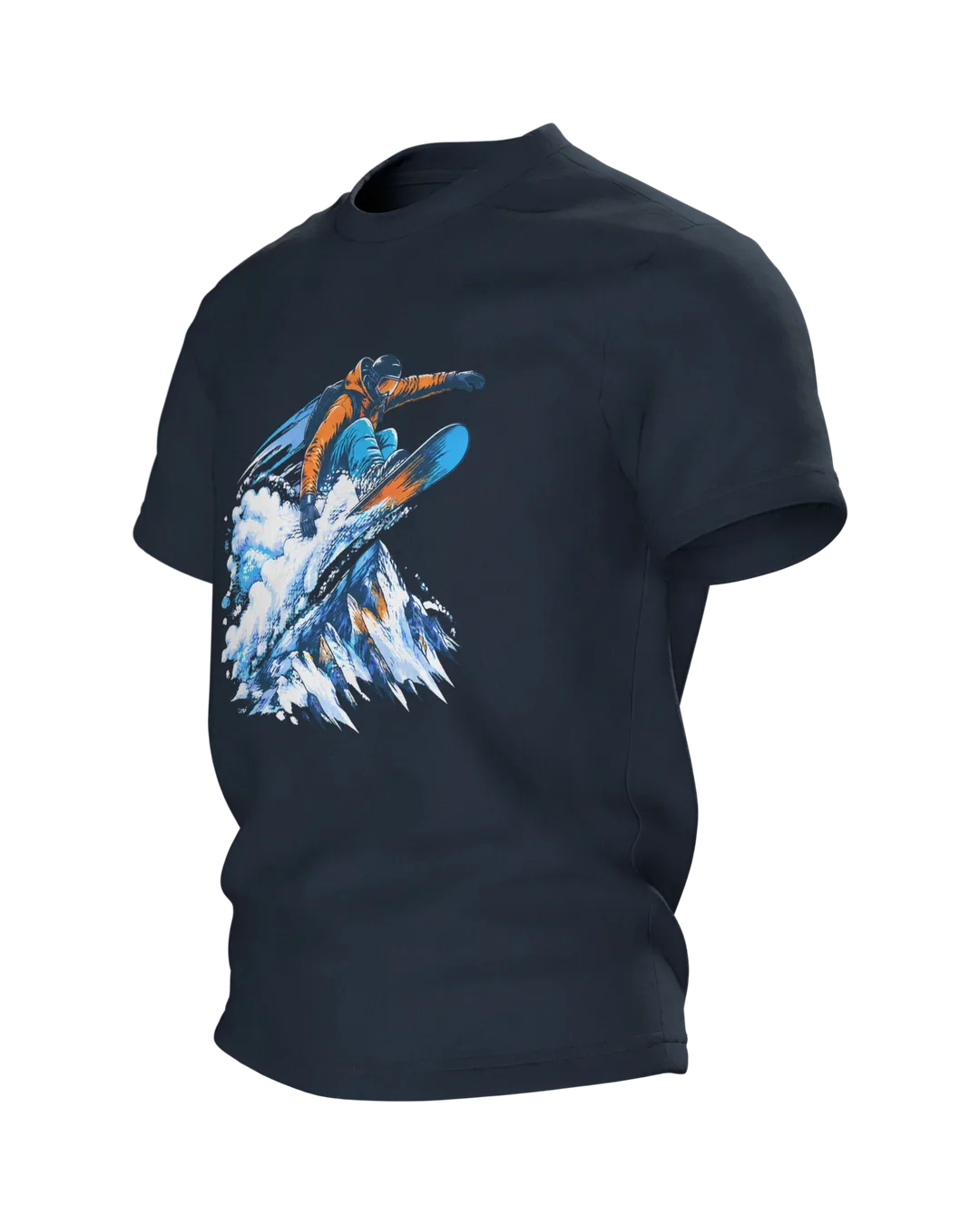 Snowboarder Shirt: Sprung über den Gipfel, Seitenansicht rechts