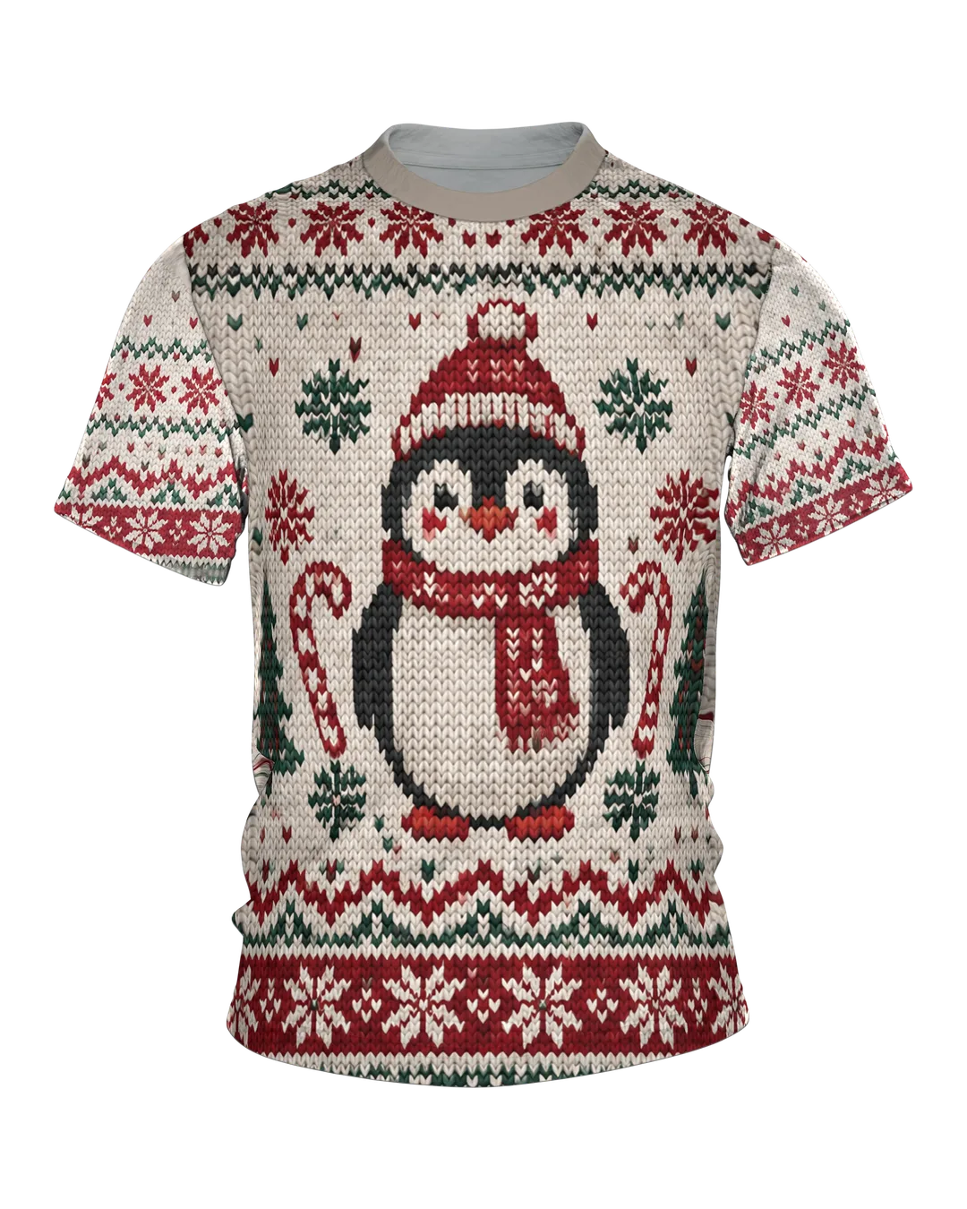 Penguin Ugly Christmas T-Shirt in a Nordic Knit Look
