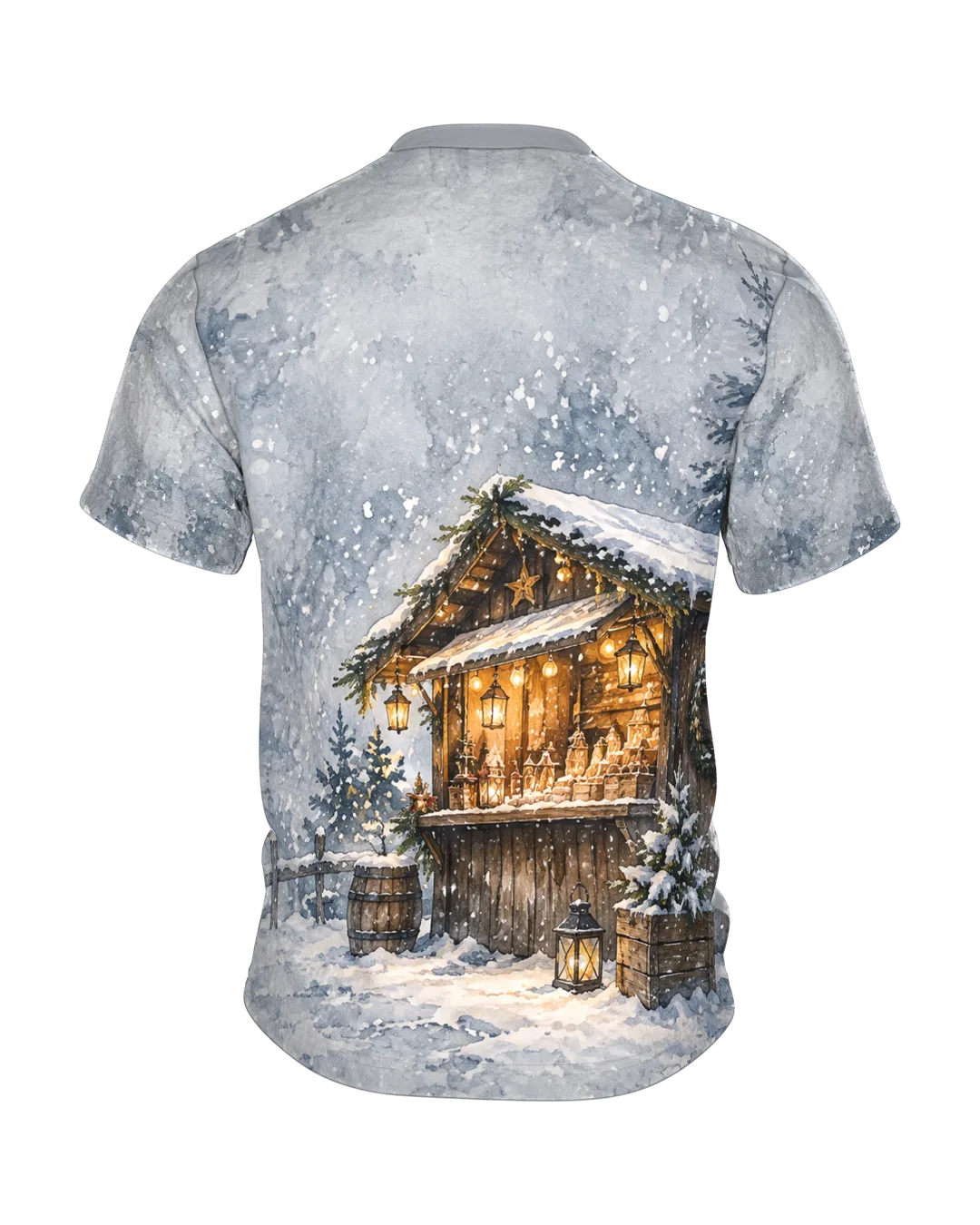 Weihnachtsmarkt T-Shirt: Fachwerkgasse im Lichterglanz, Rückseite