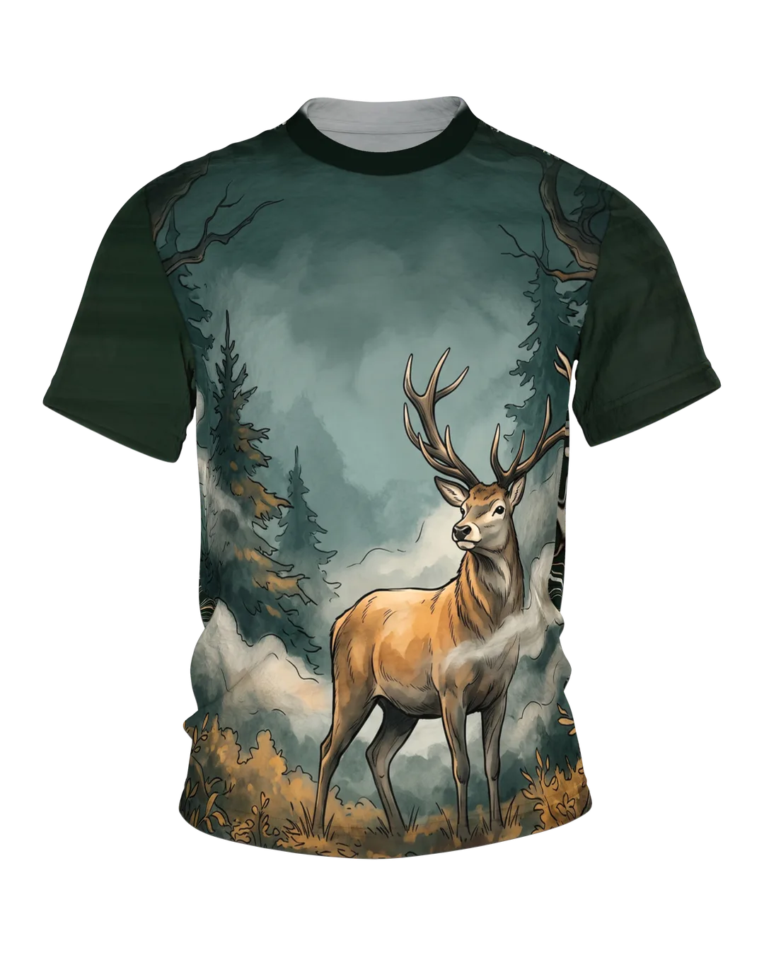Jäger Shirt Rundum: Rothirsch im Nebelwald