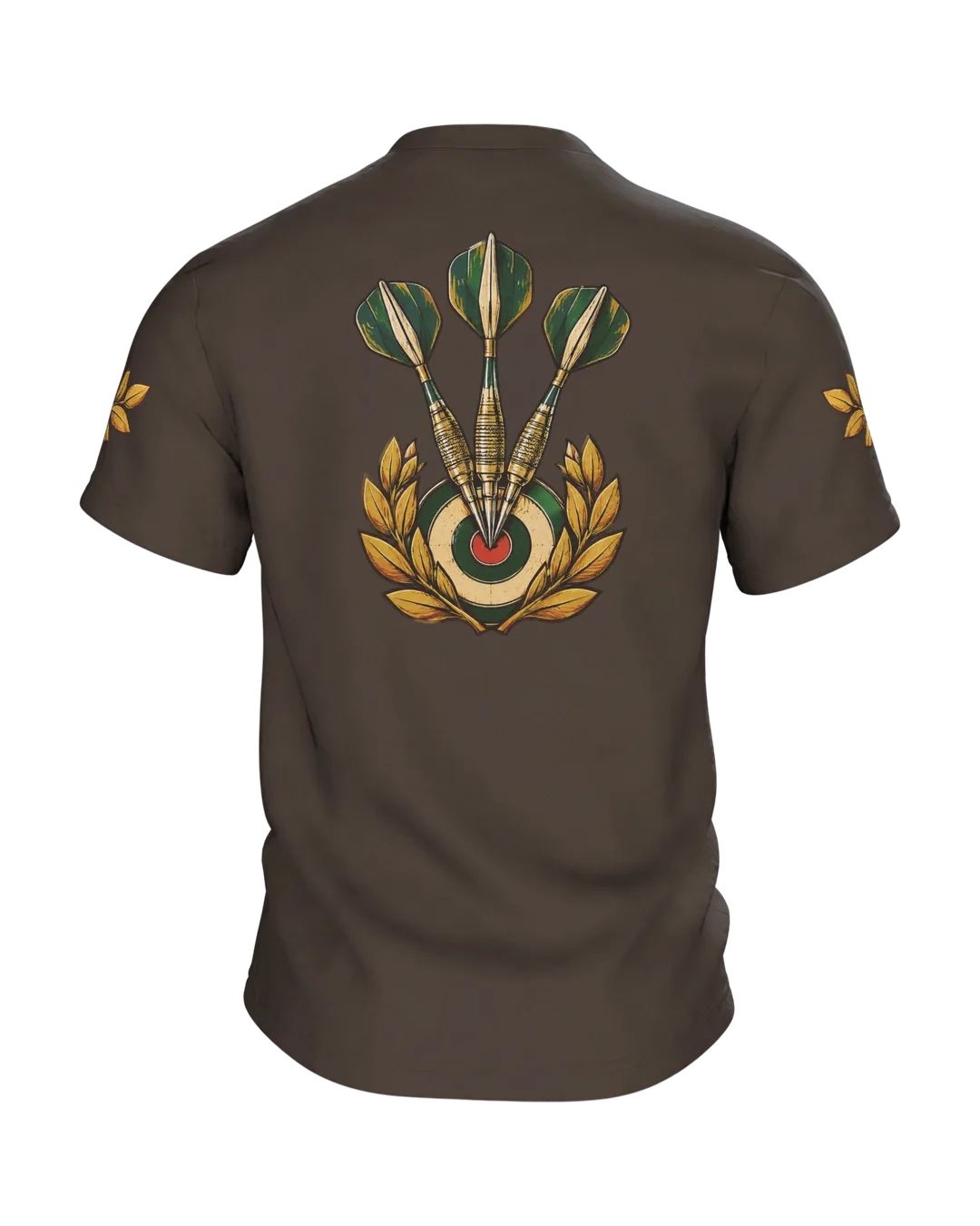 Darts Geschenk T-Shirt: Dartscheibe im Lorbeerkranz, Rückseite
