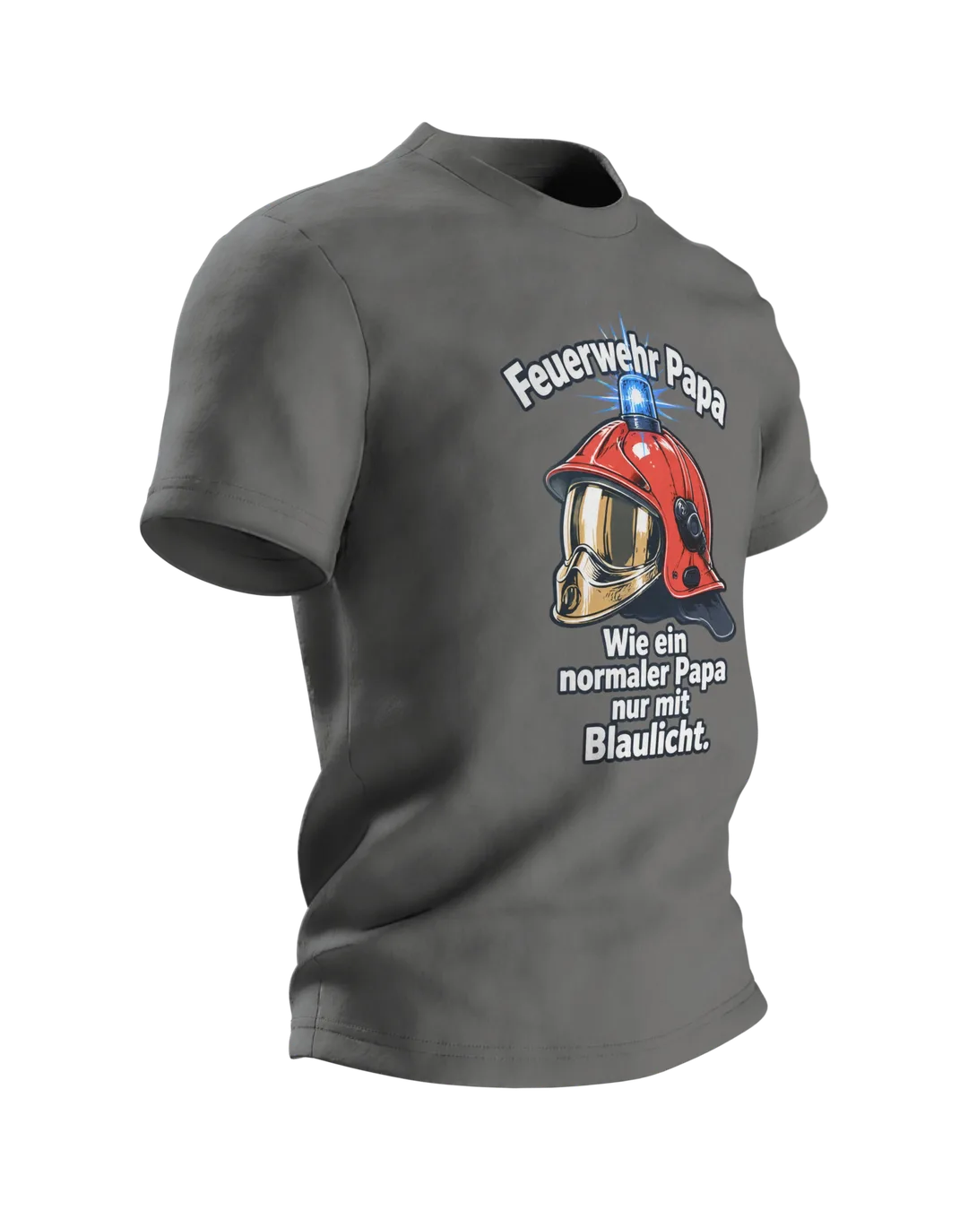 Firefighter Dad T-Shirt: Helmet with Blue Light, Side view, left