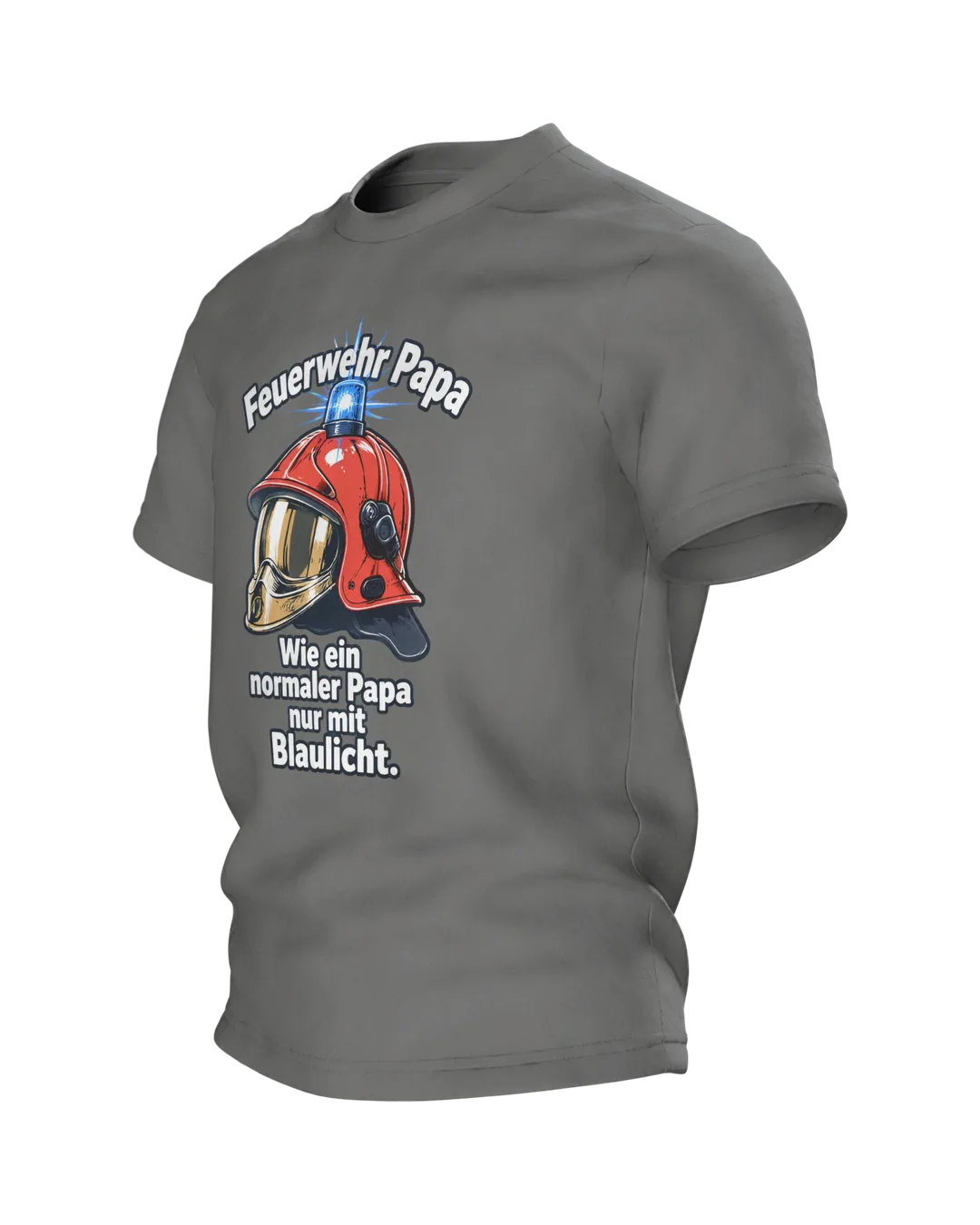 Firefighter Dad T-Shirt: Helmet with Blue Light, Side view, right
