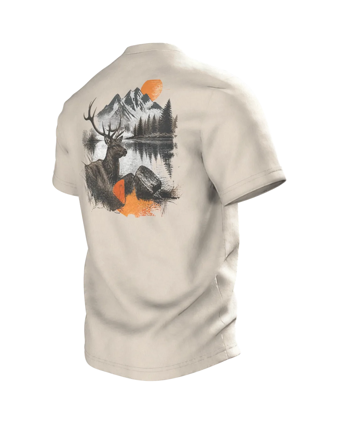 Hirsch Motiv-Shirt: Urbaner Wildtier-Look, Rückseite schräg links