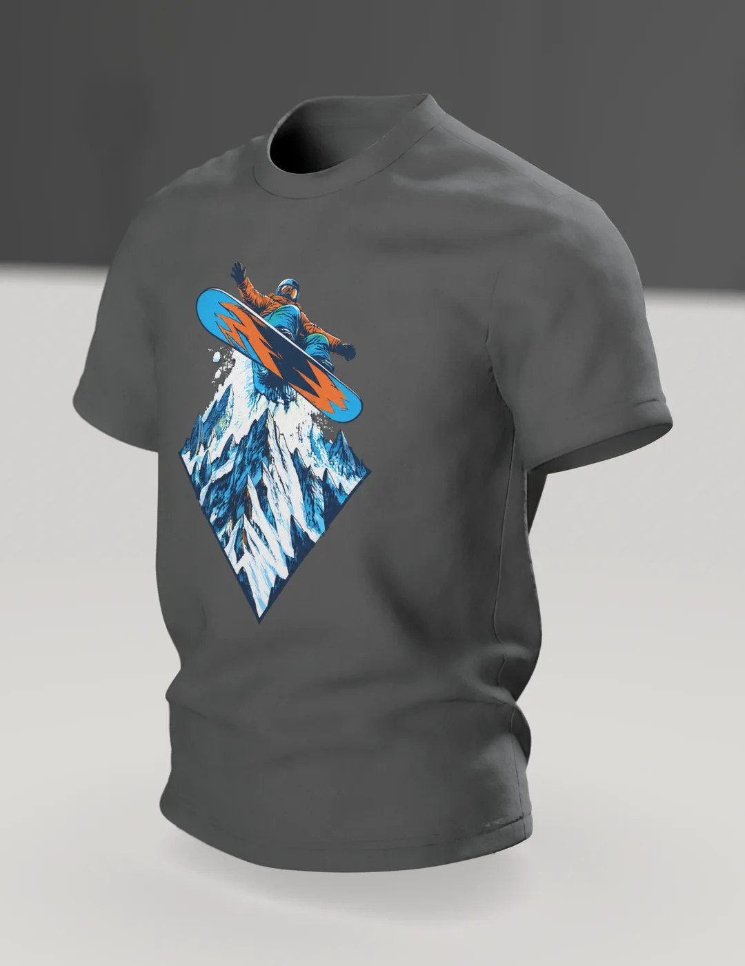 Snowboarder Motiv-Shirt: Dynamische Winter-Action, Im Raum, schräg