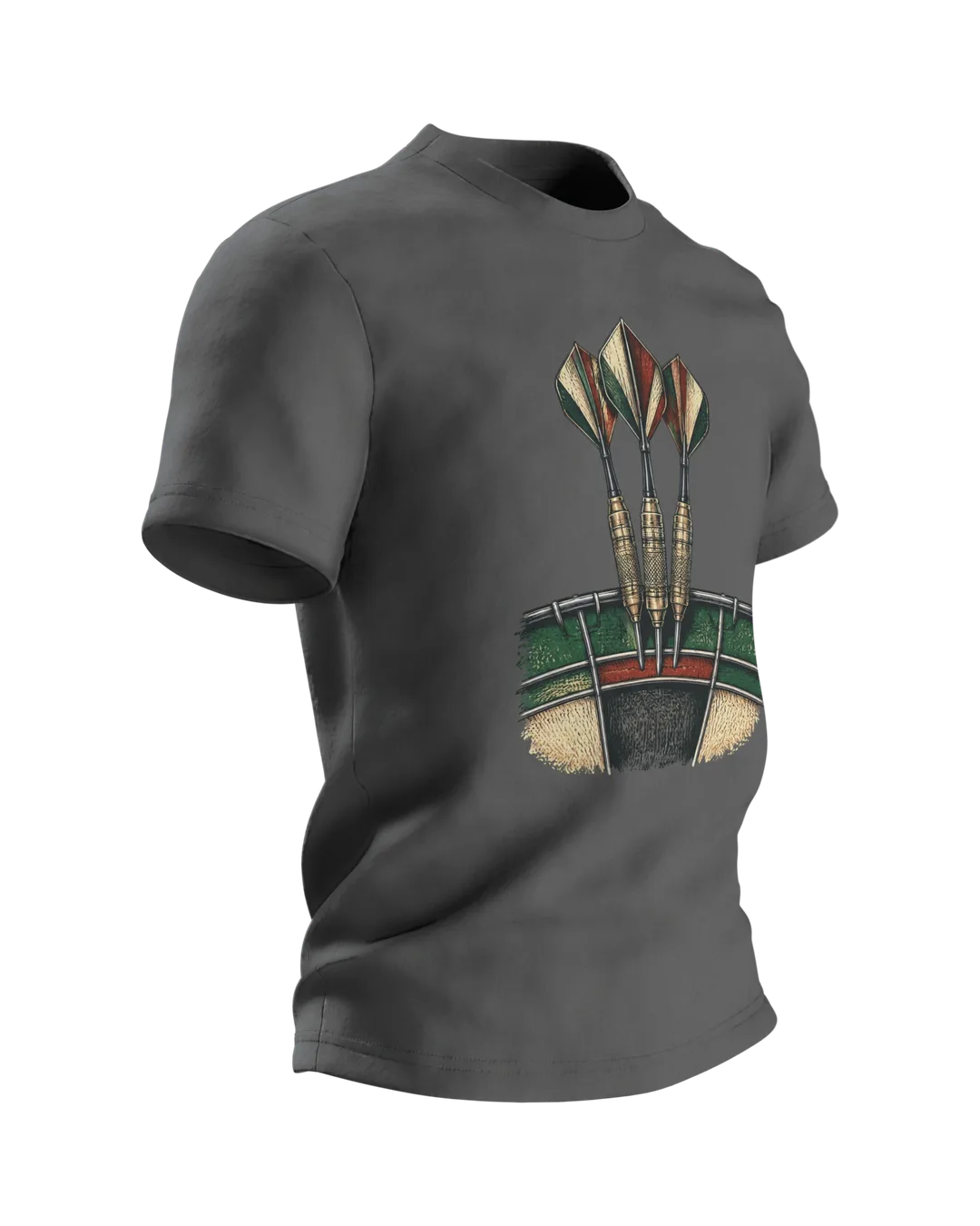 Dart Shirt: Drei Darts im Triple-Ring, Vintage-Stil, Seitenansicht links