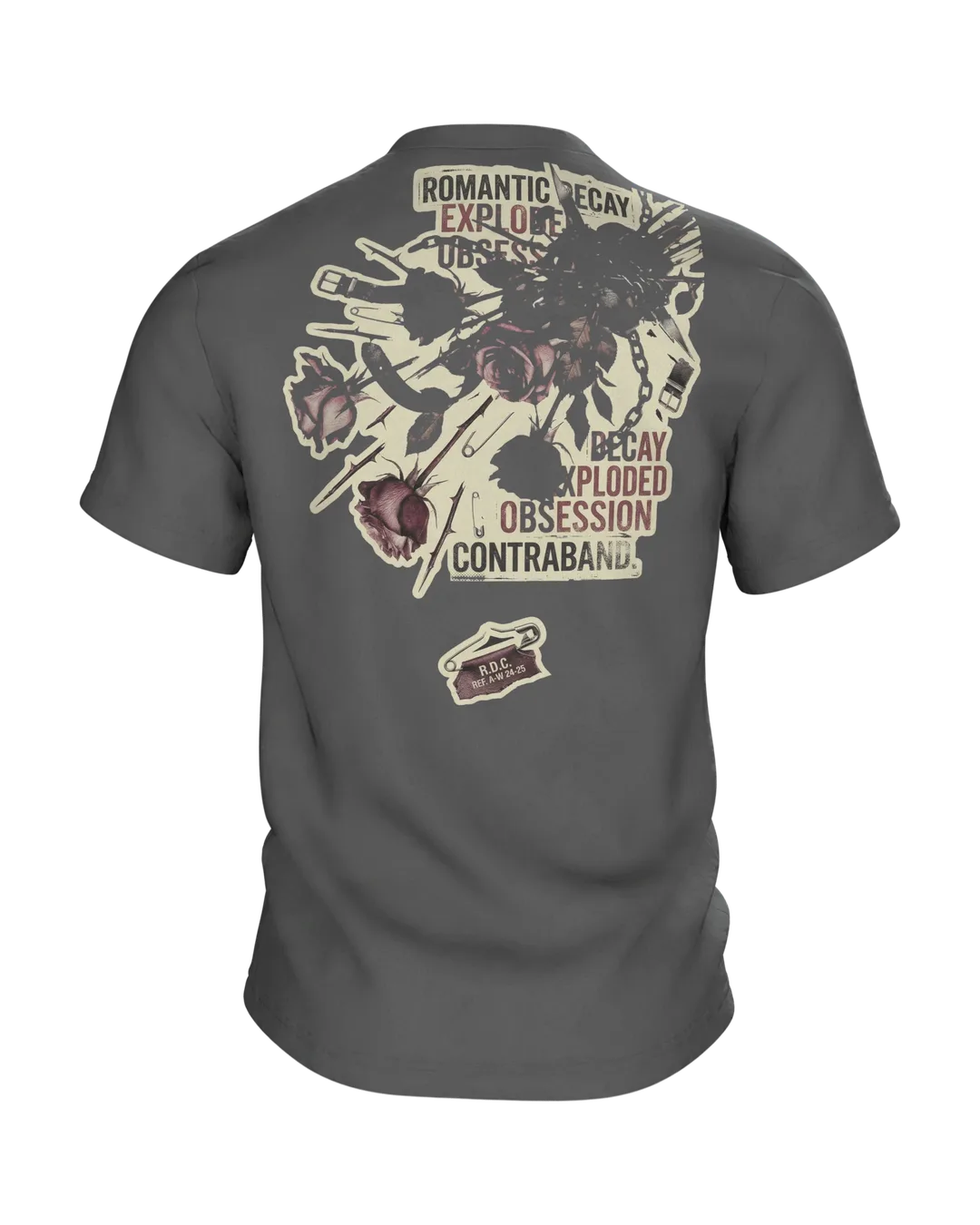 Rose mit Dornen Motiv-Shirt: Dunkel-Gothic Ästhetik, Rückseite